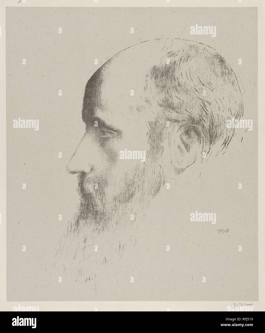 Portrait von Edouard Vuillard. Künstler: Odilon Redon (Französisch, Bordeaux, Paris 1840-1916). Maße: Blatt: 17 5/16 x 12 11/16 in. (44 x 32,3 cm) Bild: 9 3/16 x 7 7/8 in. (23,3 x 20 cm). Sitter: Portrait von Édouard Vuillard (Französisch, Cuiseaux 1868-1940 La Baule). Datum: 1900. Museum: Metropolitan Museum of Art, New York, USA. Stockfoto