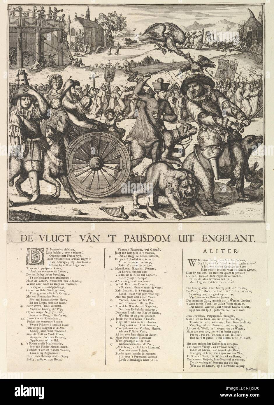 De Vlugt Van 't Pausdom. Artist: Romeyn de Hooghe (Niederländisch, Amsterdam 1645-1708 Haarlem). Maße: Blatt: 21 5/8 x 15 1/4 in. (55 x 38,8 cm). Datum: n. d.. Museum: Metropolitan Museum of Art, New York, USA. Stockfoto