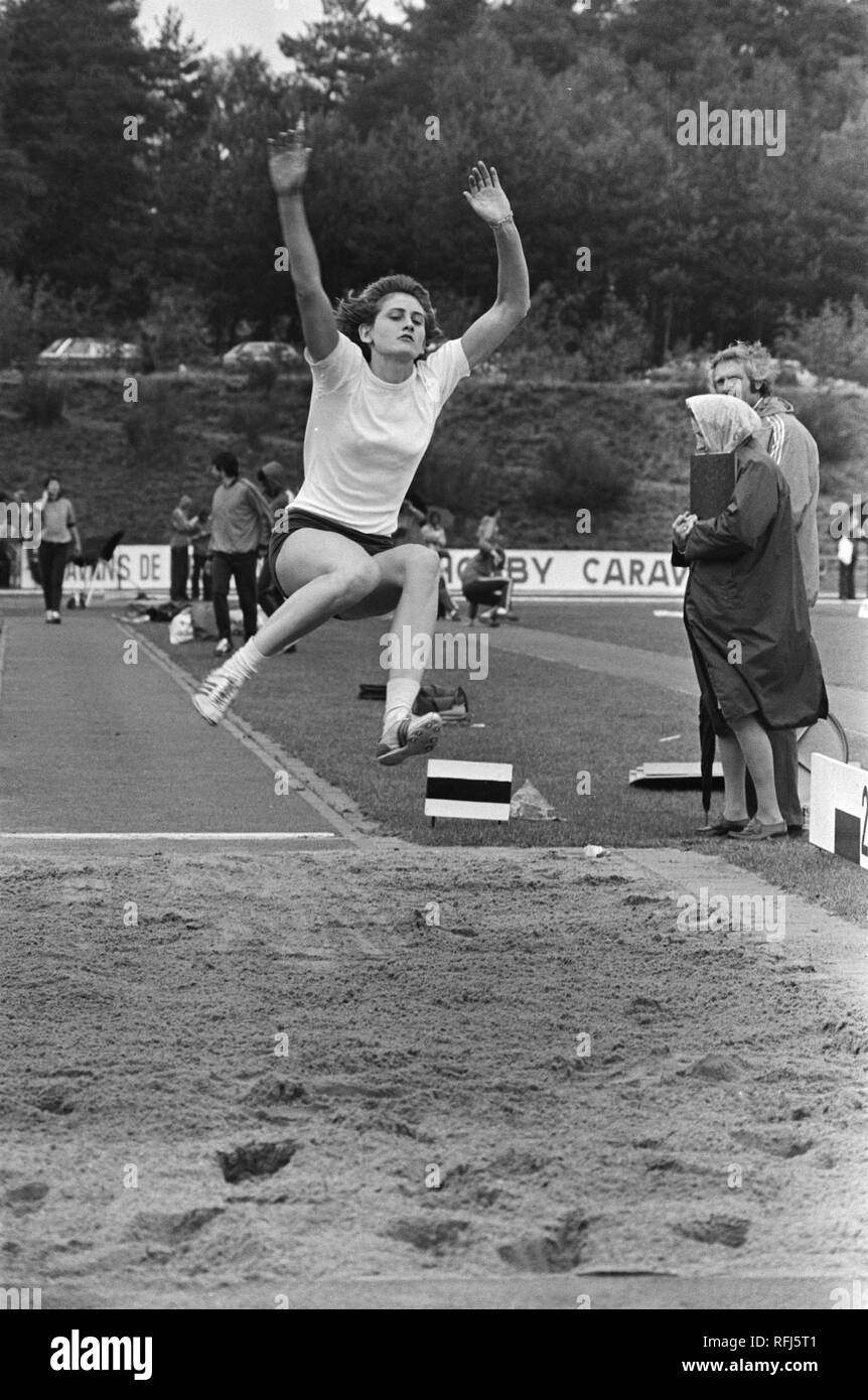 Atletiekinterland Nederland, Germany B, Belgie op Papendal vijfkamp Dames Mie, Bestanddeelnr 927-3810. Stockfoto