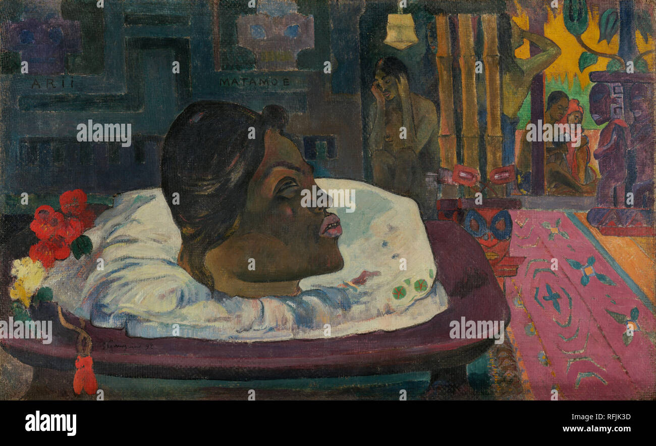 Arii Matamoe/Royal Ende. Datum/Zeitraum: 1892. Malerei. Öl auf grobe Gewebe. Höhe: 451 mm (17,75 in); Breite: 743 mm (29.25 in). Autor: Paul Gauguin. Stockfoto