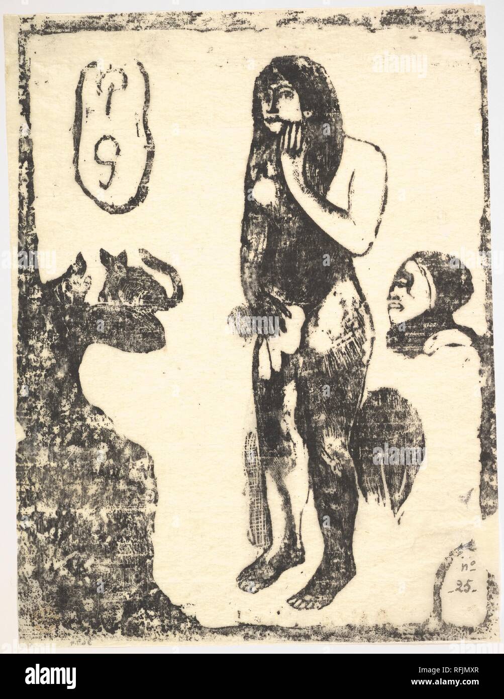 Eva. Artist: Paul Gauguin (Französisch, Paris 1848-1903 Atuona, Hiva Oa, Marquesas Inseln). Abmessungen: 11 x 8 1/4 in. zu Bild getrimmt. Datum: 1898-99. Museum: Metropolitan Museum of Art, New York, USA. Stockfoto