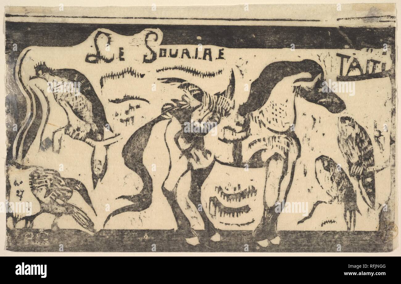 Le Sourire; Taiti (Lächeln; Tahiti). Artist: Paul Gauguin (Französisch, Paris 1848-1903 Atuona, Hiva Oa, Marquesas Inseln). Abmessungen: 5 3/8 x 8 9/16 in. (13,7 x 21,8 cm): zu Bild getrimmt. Datum: Dezember 1899. Museum: Metropolitan Museum of Art, New York, USA. Stockfoto