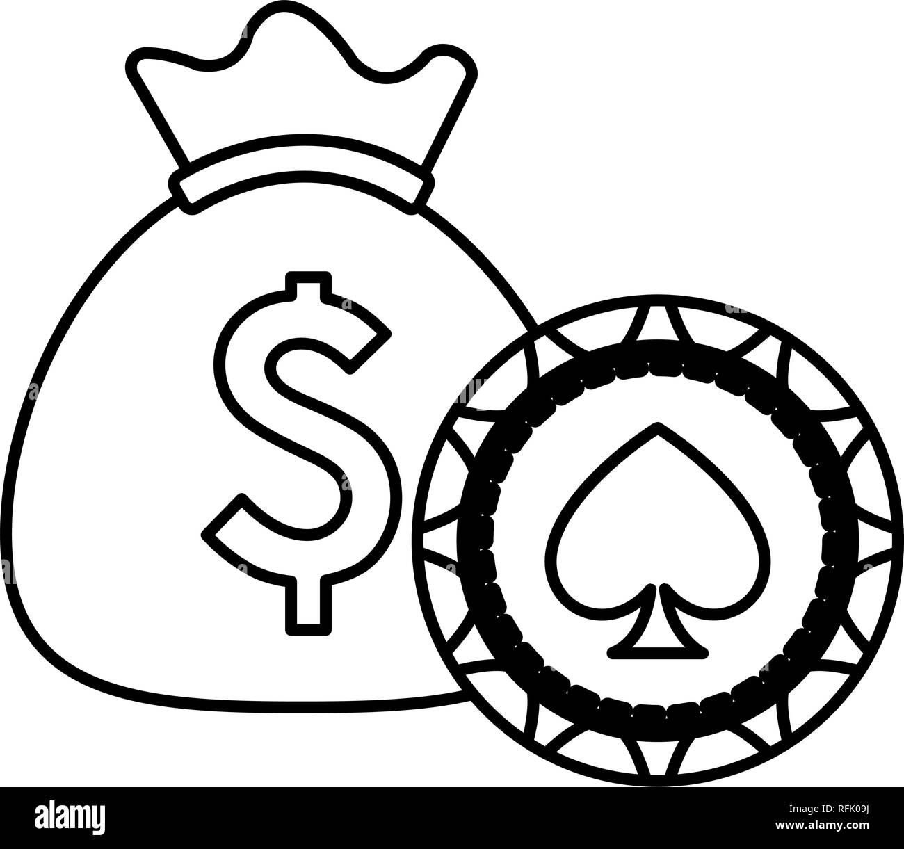 Casino Chips mit Geld icons Vector Illustration Design Stock Vektor