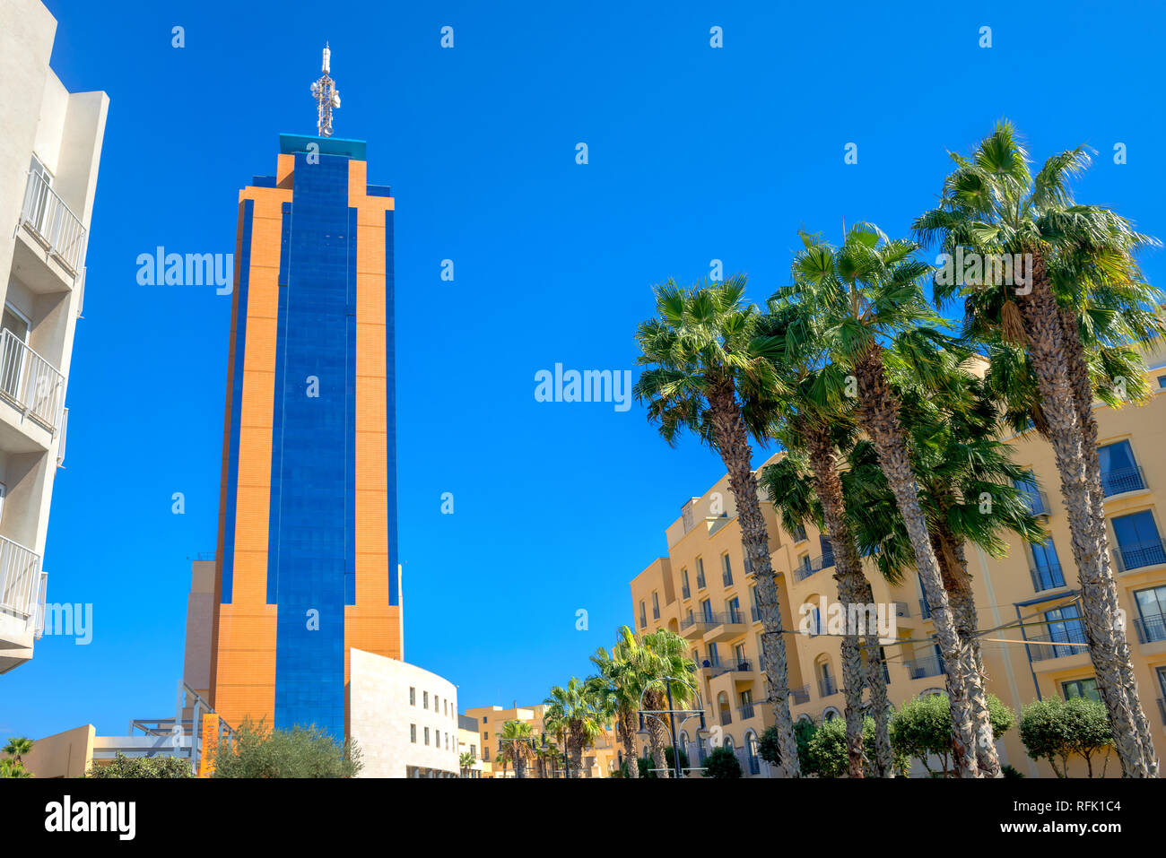 Portomaso Business Tower in Downtown. St. Julians, Malta Stockfoto