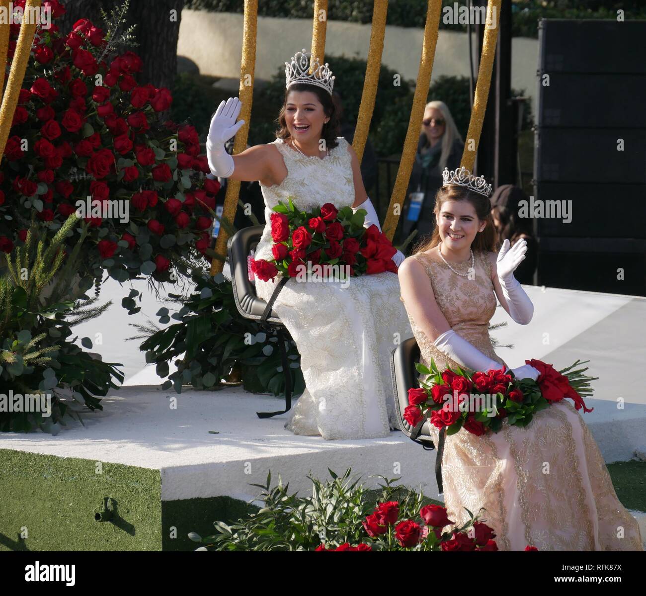 PASADENA, Kalifornien - 1. JANUAR 2018: Die 129 Turnier der Rosen Queen und Royal Court. Stockfoto