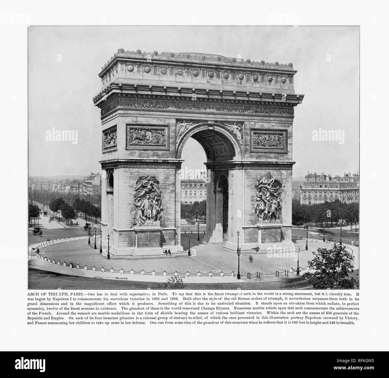 Triumphbogen, Paris, Frankreich, antike Paris Photo, 1893 Stockfoto