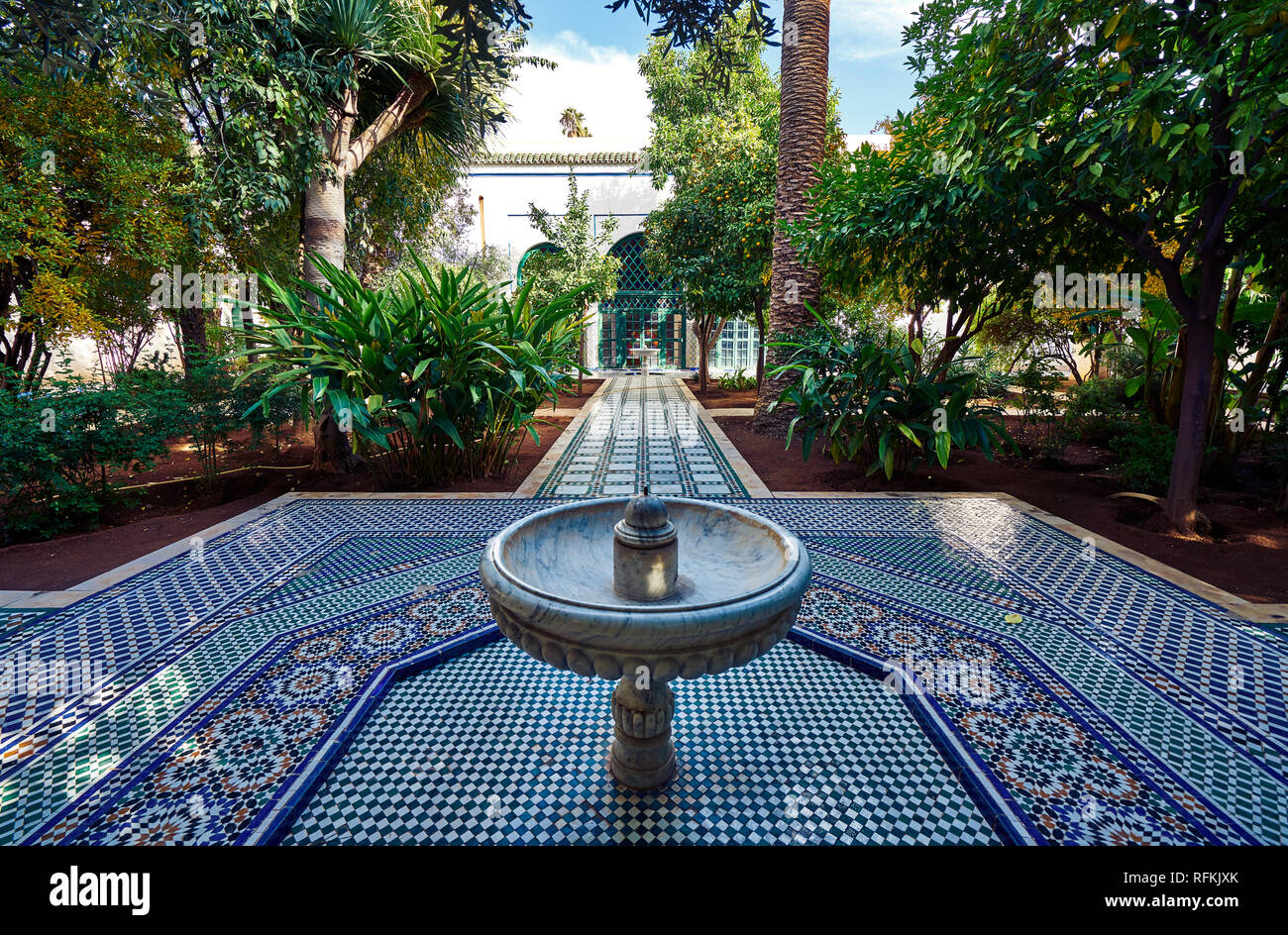 Schöne Inneneinrichtung und Architektur des Bahia Palace, Marrakesch/Marrakesch, Marokko Stockfoto