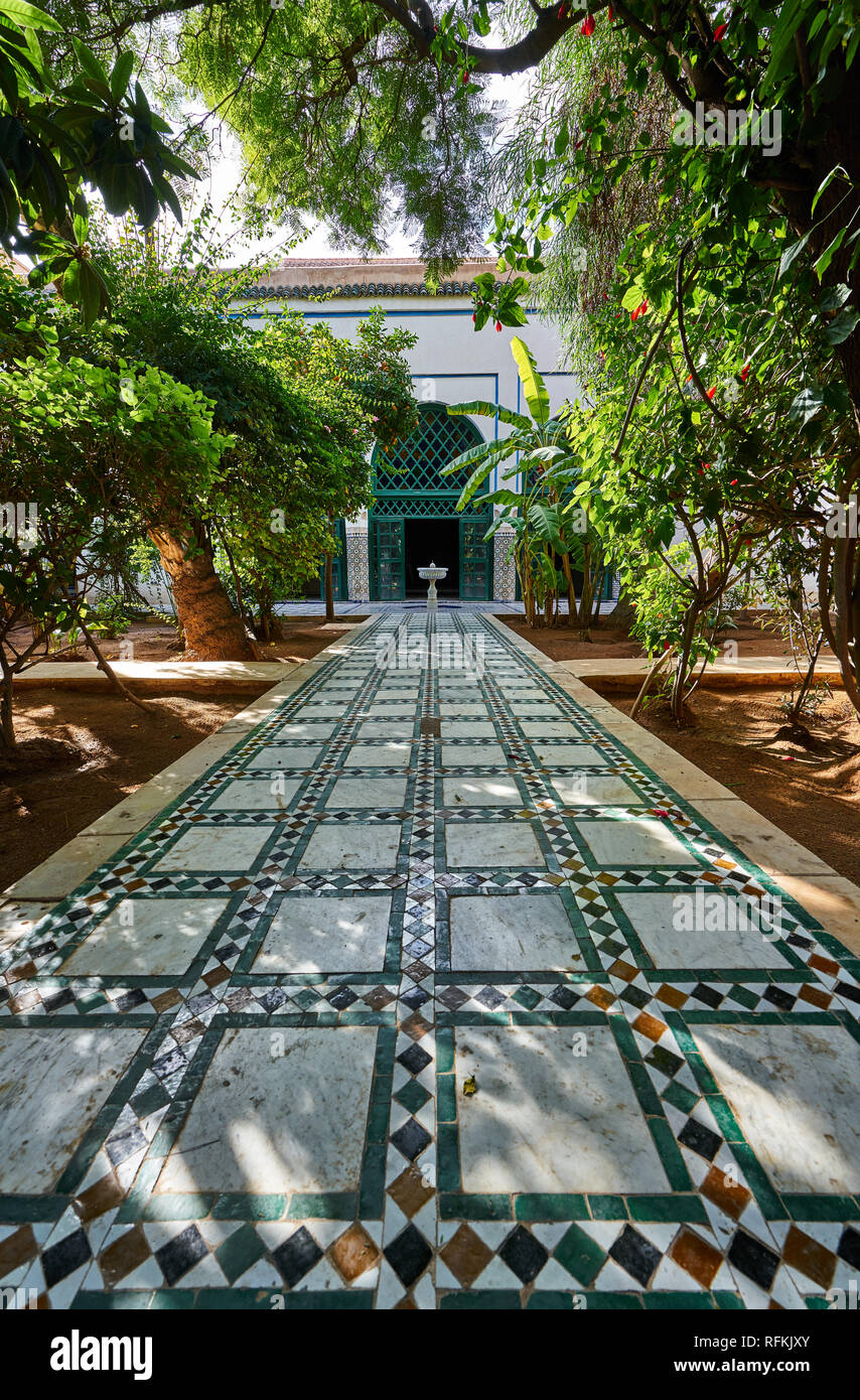 Schöne Inneneinrichtung und Architektur des Bahia Palace, Marrakesch/Marrakesch, Marokko Stockfoto