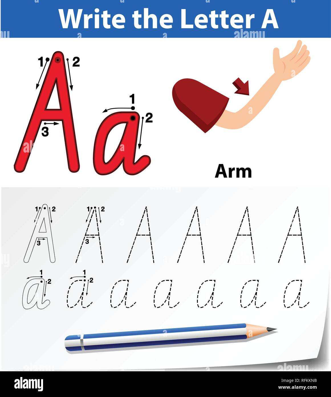 Brief eine Ablaufverfolgung Abbildung alphabet Arbeitsblätter Stock Vektor