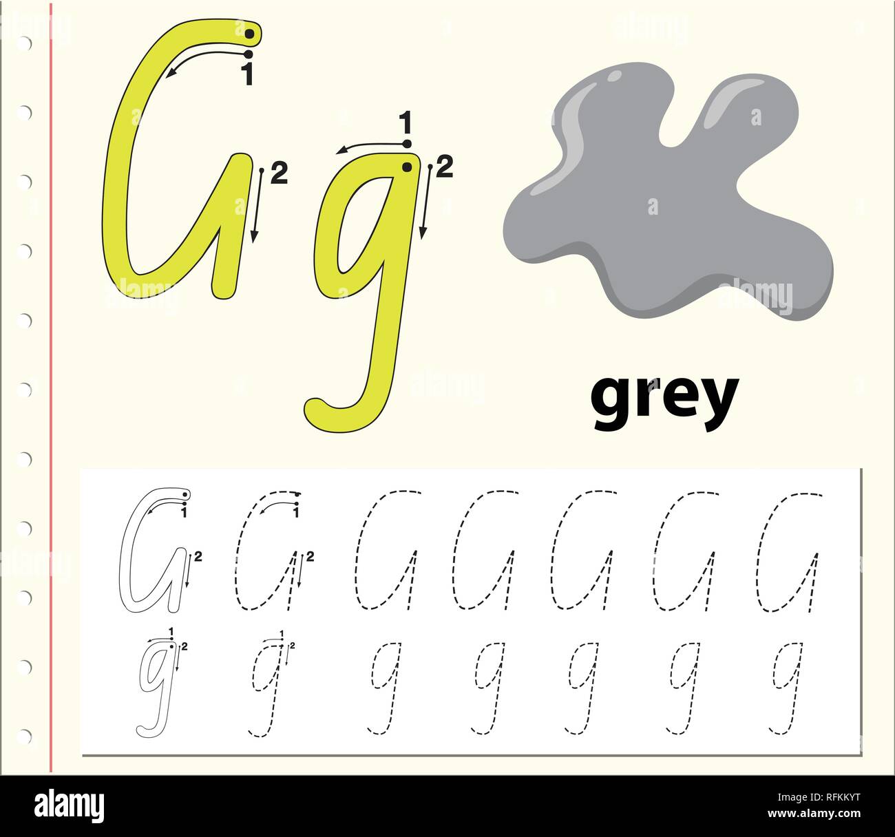 Buchstabe G tracing Alphabet Arbeitsblätter Abbildung Stock Vektor