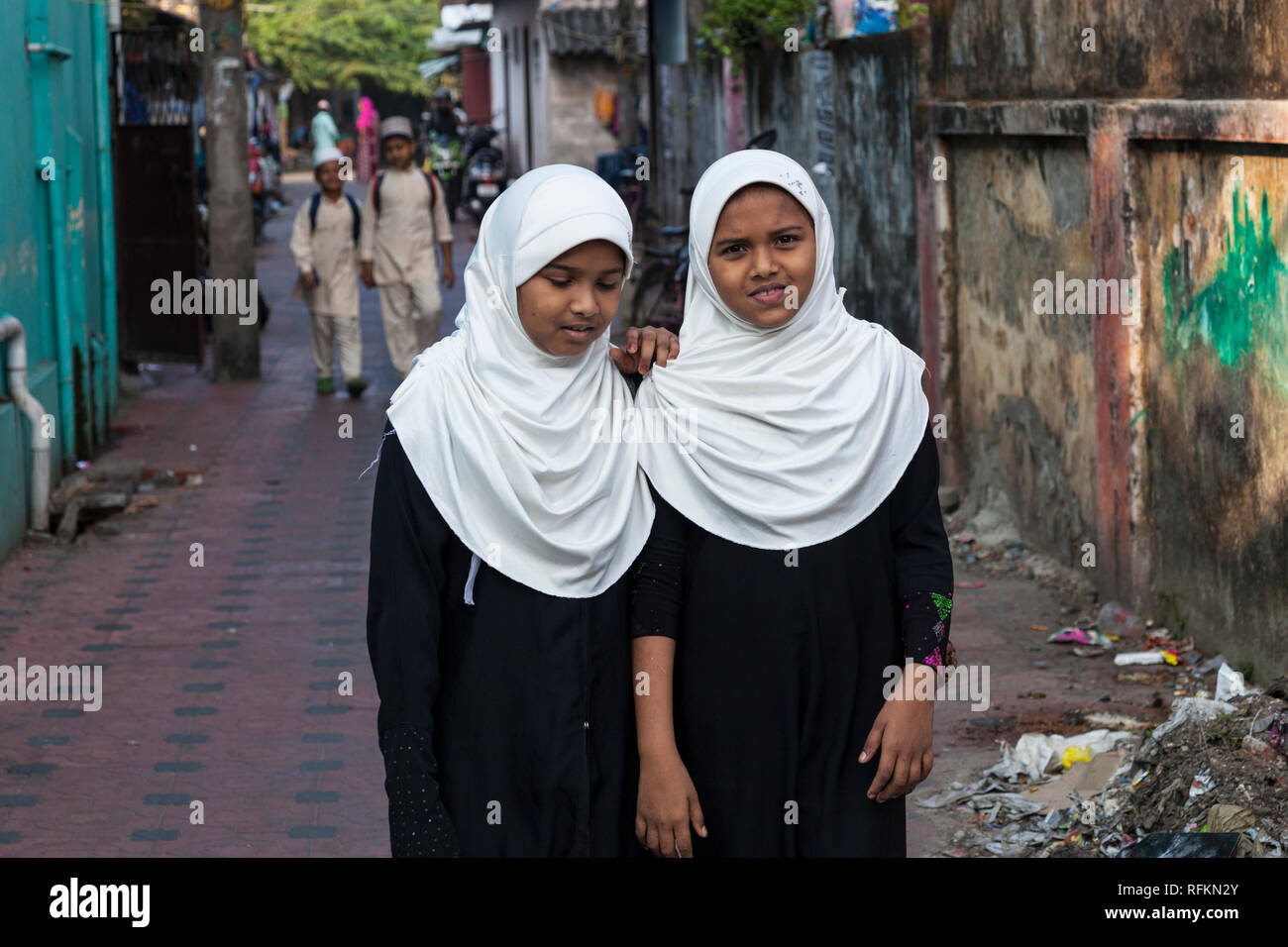 Muslimische Mädchen in Cochin, Kerala, Indien Stockfoto