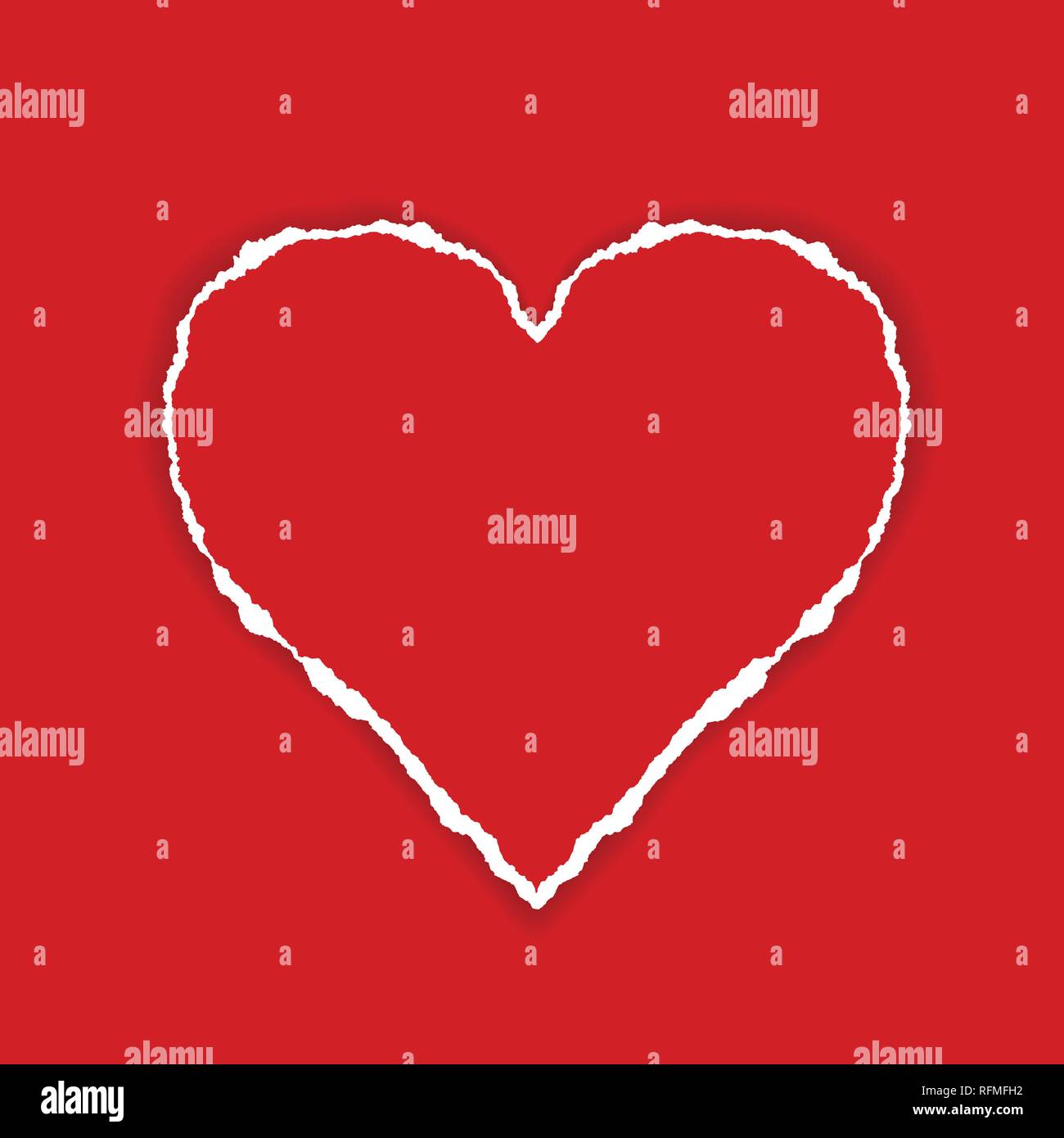 Realistische Abbildung der roten Zerrissenes Papier in der Form eines Herzens mit Schatten, nützlich als Grußkarte für Valentine-Vektor Stock Vektor
