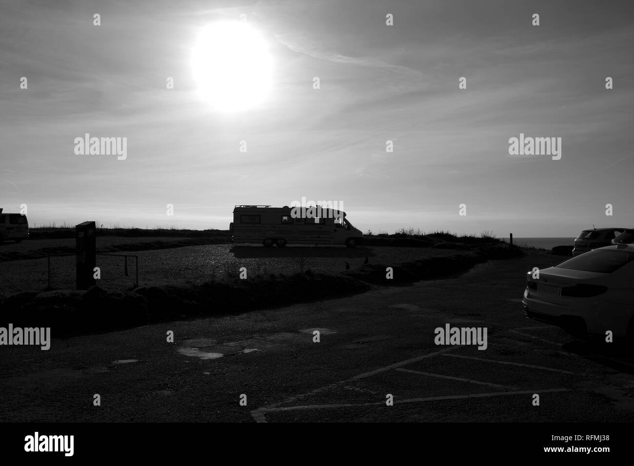 Compton Bay Parkplatz, Compton, Isle of Wight, Großbritannien. Stockfoto