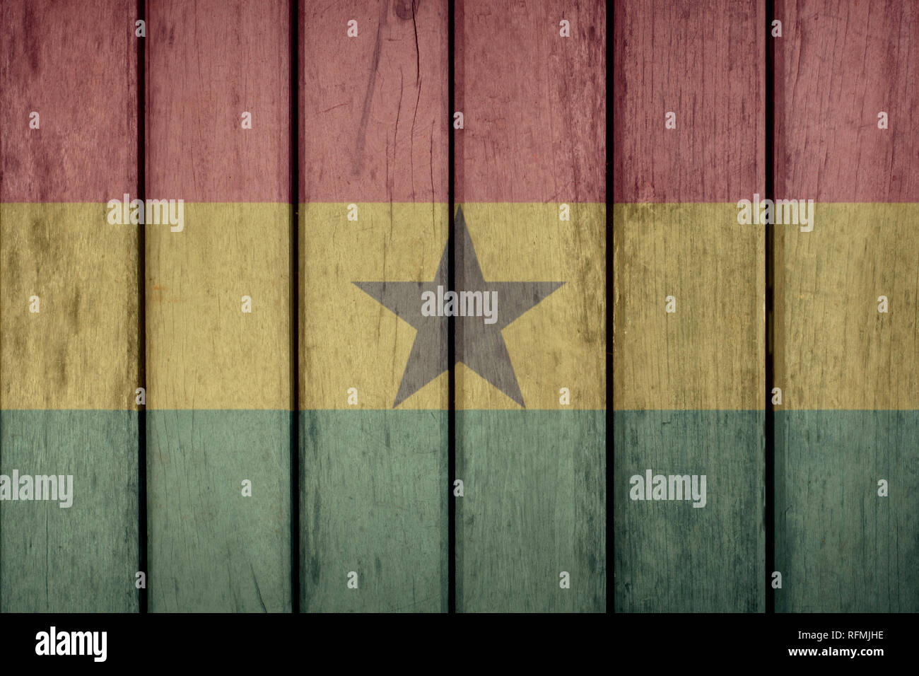 Ghana Politik Nachrichten Konzept: der ghanaischen Flagge Holzzaun Stockfoto