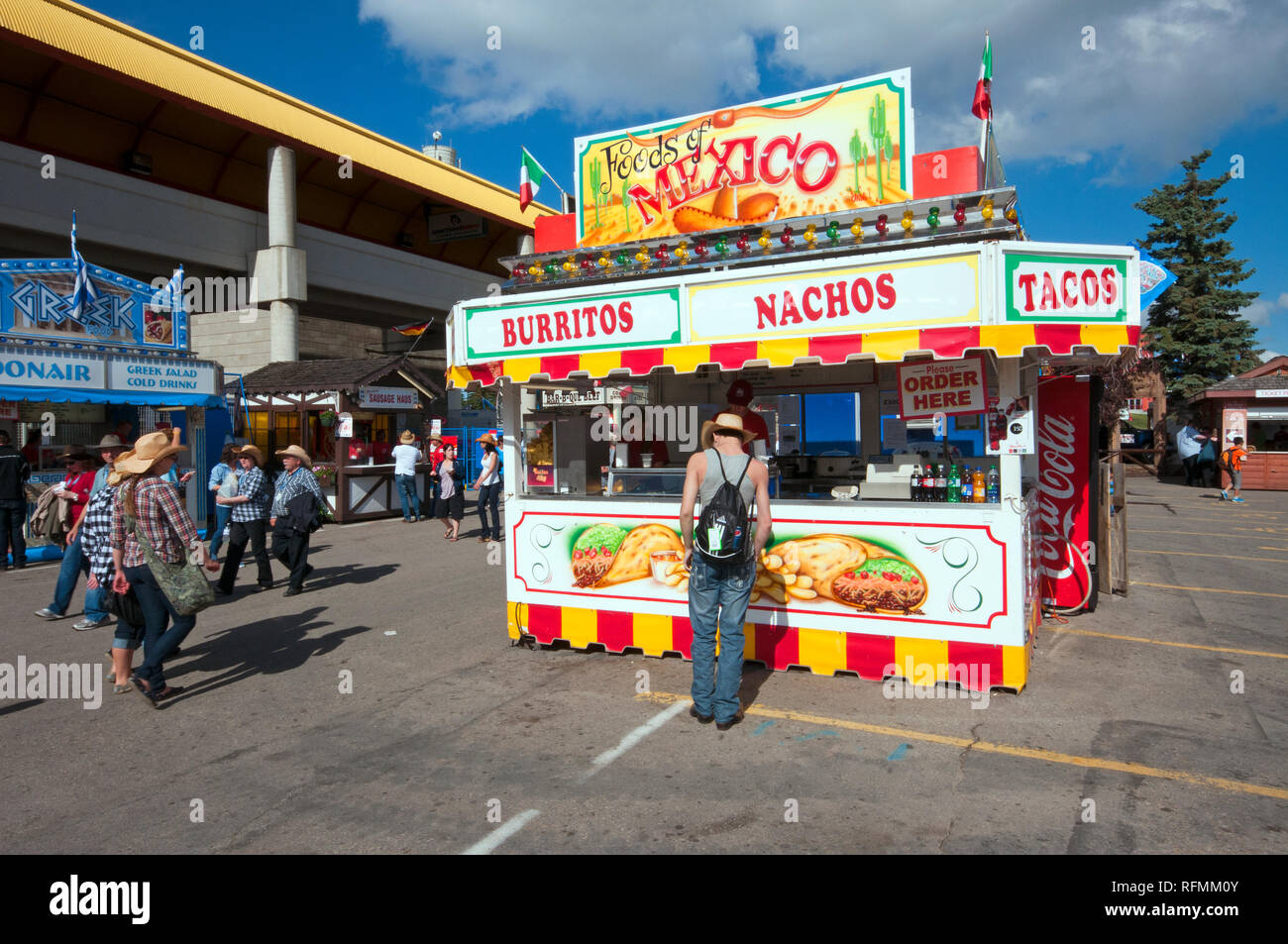 Mexikanisches Essen Kiosk an Stampede Park während der Calgary Stampede Show, Calgary, Alberta, Kanada Stockfoto