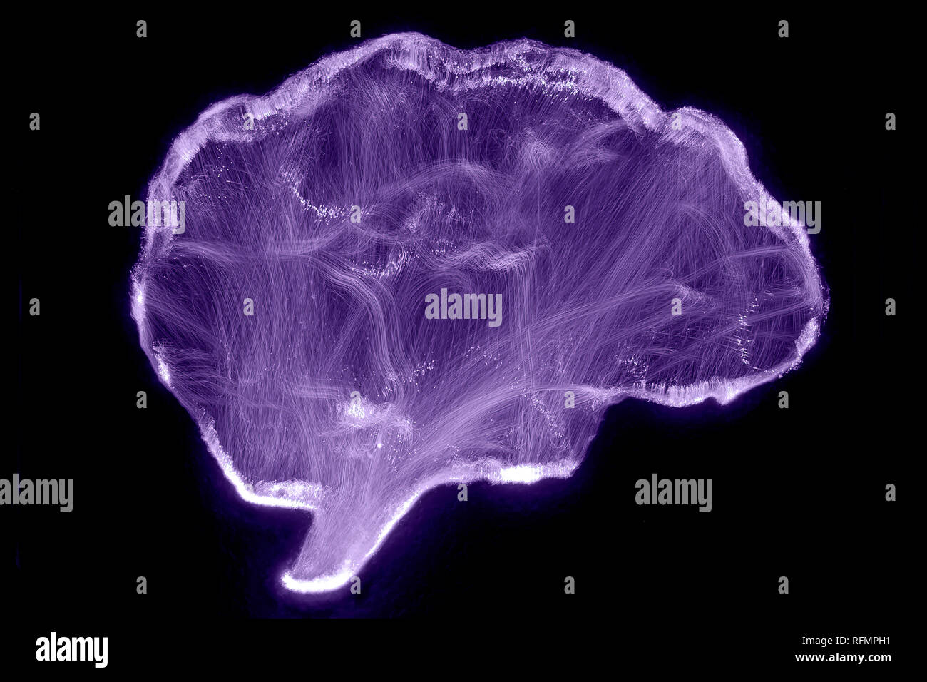 Darstellung des menschlichen Gehirns durch Licht Malerei Technik Stockfoto