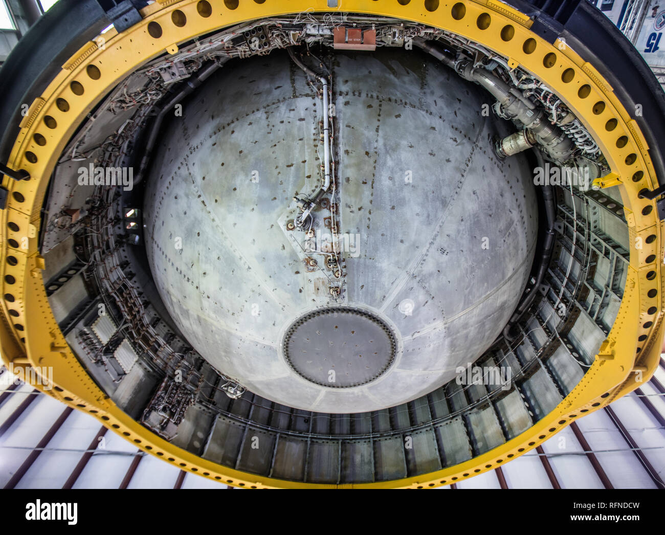 Dritte Stufe der Saturn V Rakete im Johnson Space Center in Houston, Texas, USA. Stockfoto