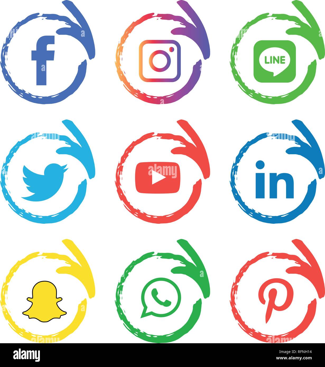 Social media Icons Set Logo Vektor Illustrator Facebook, Instagram, Twitter, whatsapp, Google Plus, Google+, Pöcking, Linkedin, Messenger, Stock Vektor