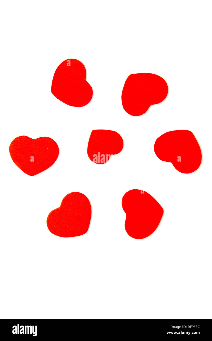 Liebe Symbol, rote Herzen, isoliert auf weißem Stockfoto