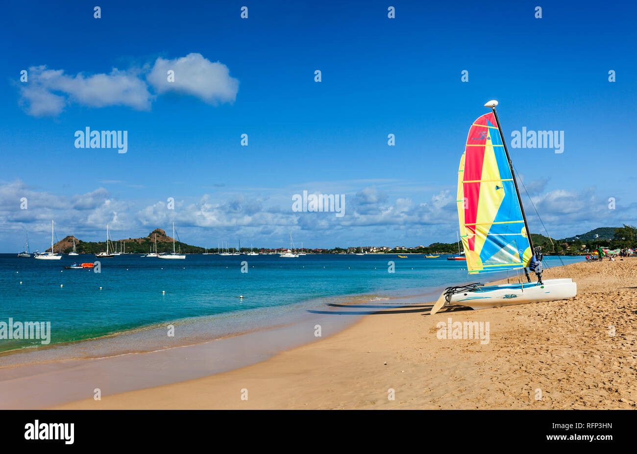 Reduit Beach Rodney Bay, St. Lucia, Karibik. Stockfoto