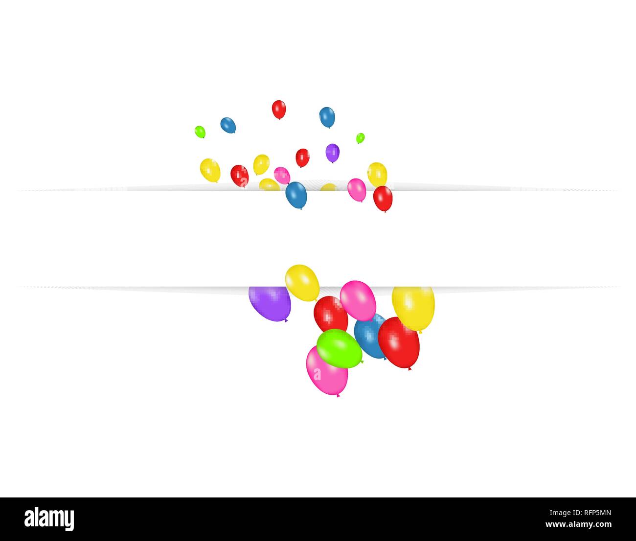Blank Banner mit farbigen Luftballons auf weißem Hintergrund. Vektor festlichen Hintergrund. Happy birthday Konzept Stock Vektor