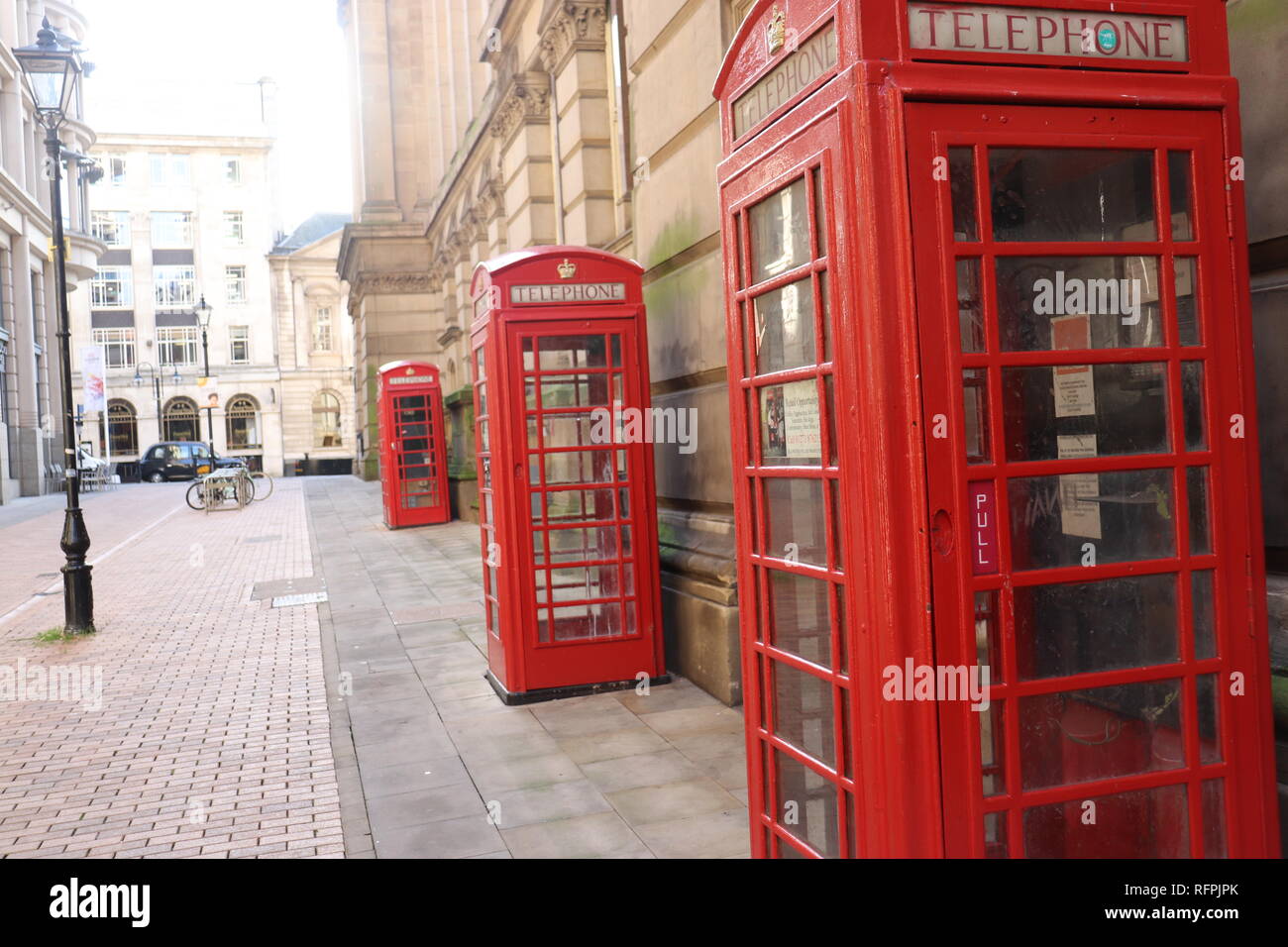 Red London Telefonzellen Stockfoto