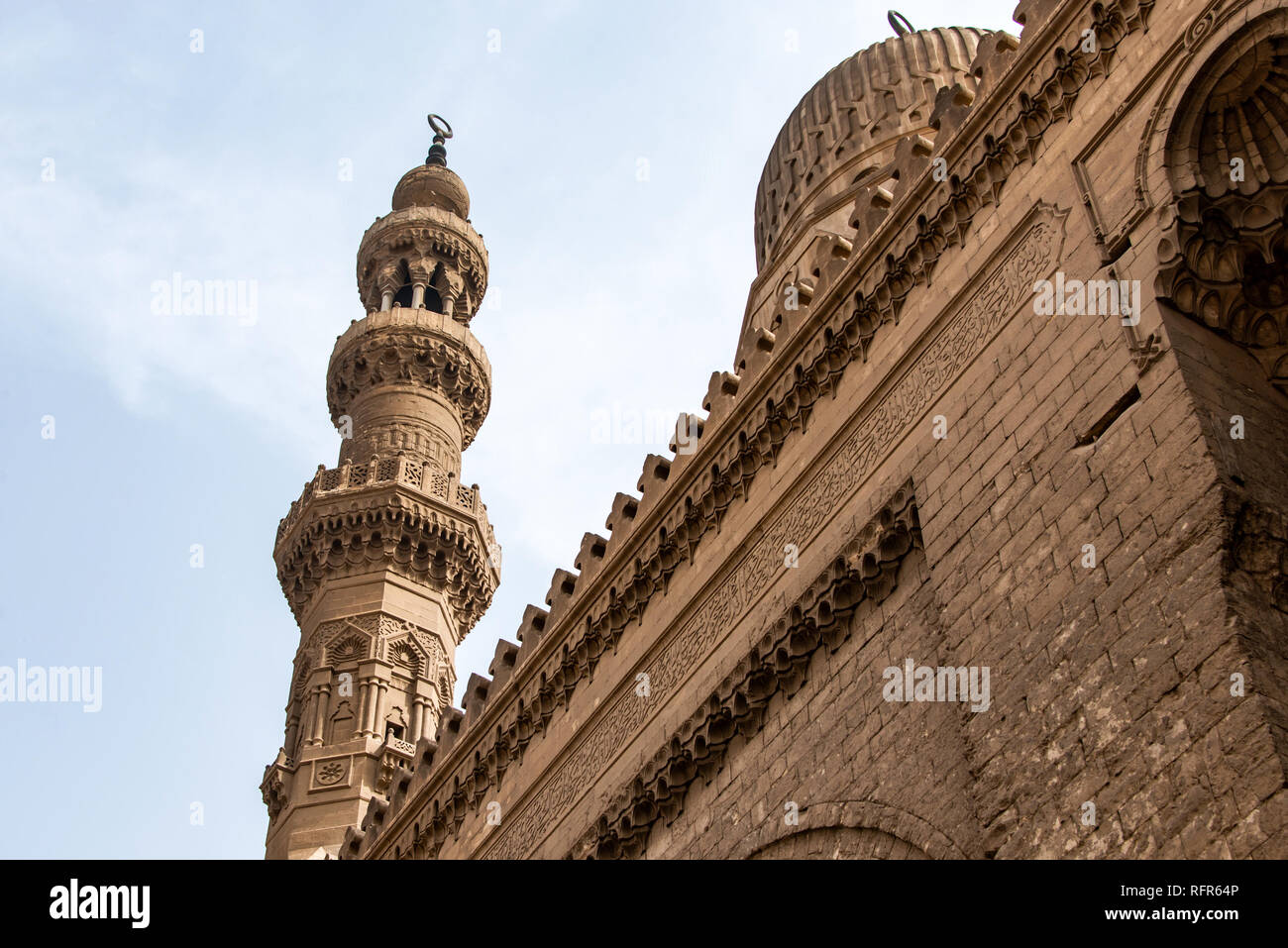 Blick auf die Moscheen von Sultan Hassan und Al-Rifai in Kairo Ägypten Stockfoto