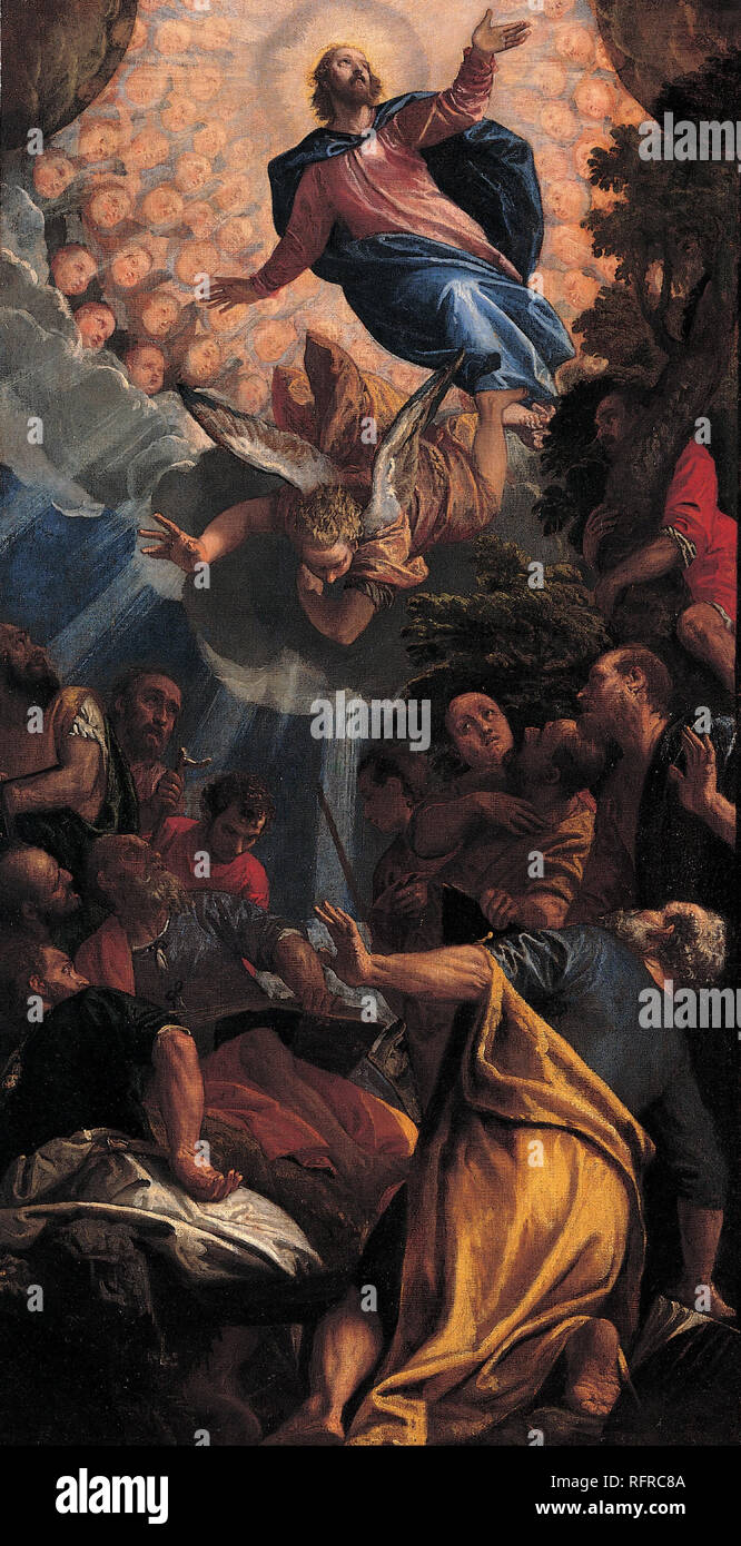 Die Himmelfahrt. Datum/Zeitraum: 1585. Malerei. Öl auf Leinwand. Höhe: 1.390 mm (54.72 in); Breite: 730 mm (28.74 in). Autor: Véronèse. VERONESE, PAOLO. Stockfoto