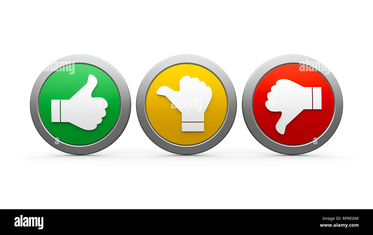 Positiv, Neutral und Negativ Symbole auf weißem Hintergrund - stellt ...