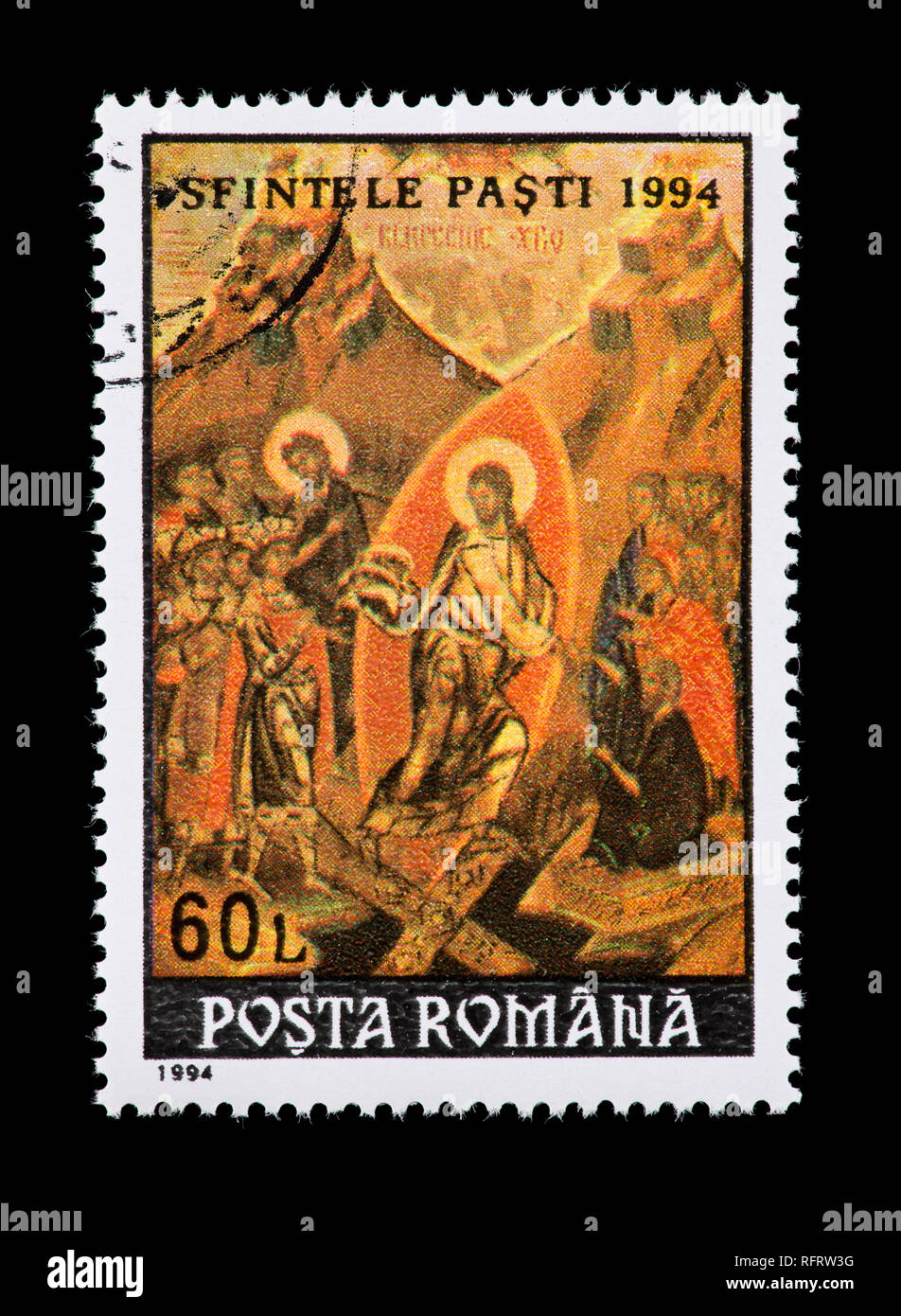 Briefmarke aus Rumänien, Jesus, ausgestellt für Ostern Stockfoto