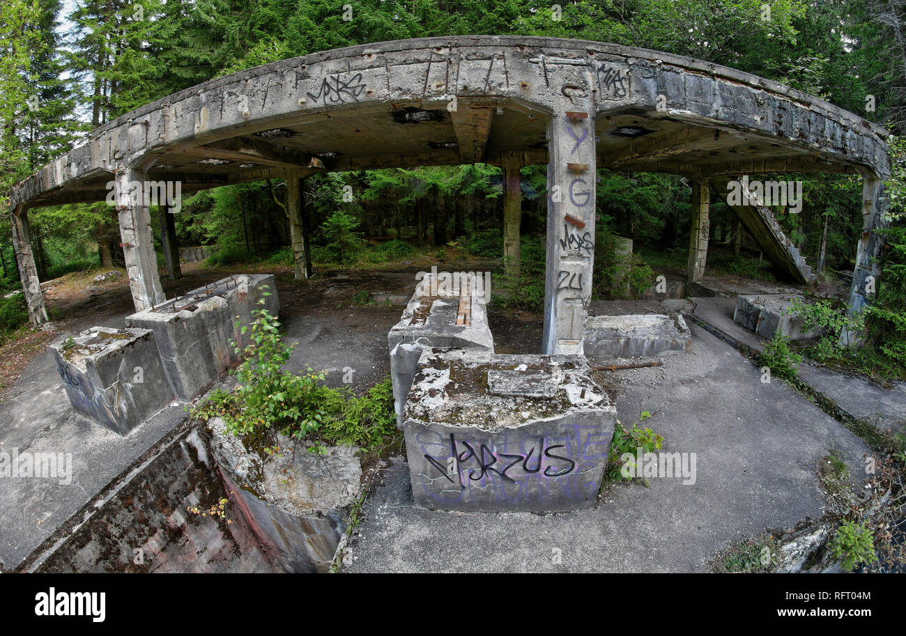 Ehemalige der Zinnmine abd Krieg Gefangenenlager Rolava - Sauersack, Erzgebirge, Tschechien Stockfoto