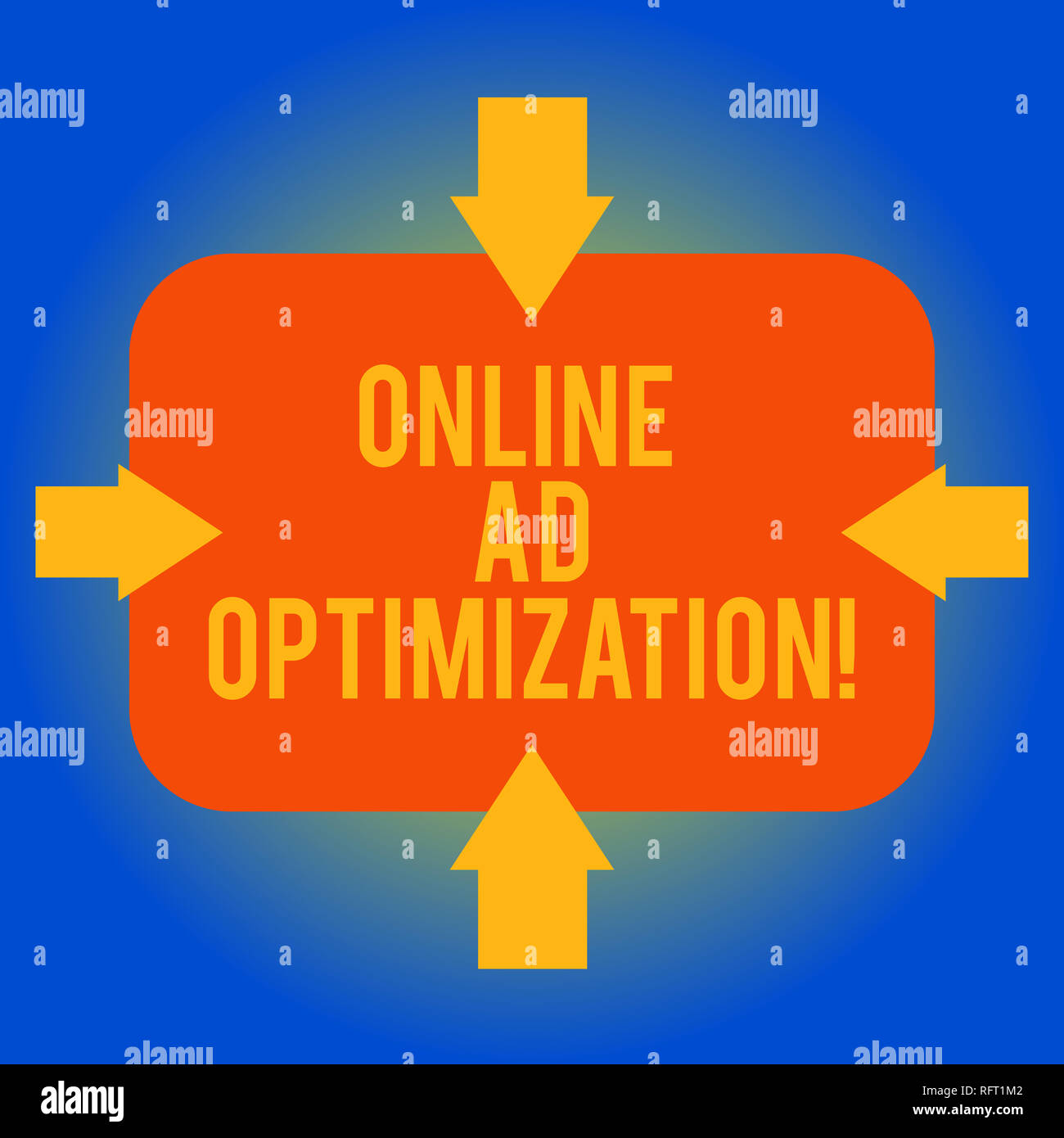 Handschrift Text schreiben Online Ad Optimierung. Begriff Sinne Verbesserung der perforanalysisce eines Textes PPC Werbung Pfeile auf vier Seiten von Bl Stockfoto
