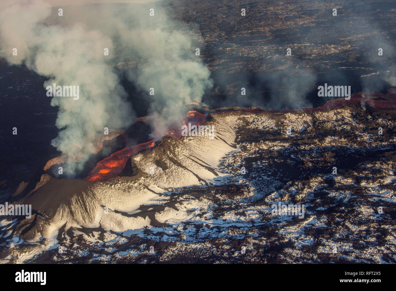 Luftaufnahme des aktiven Vulkans Bardarbunga in Island Stockfoto