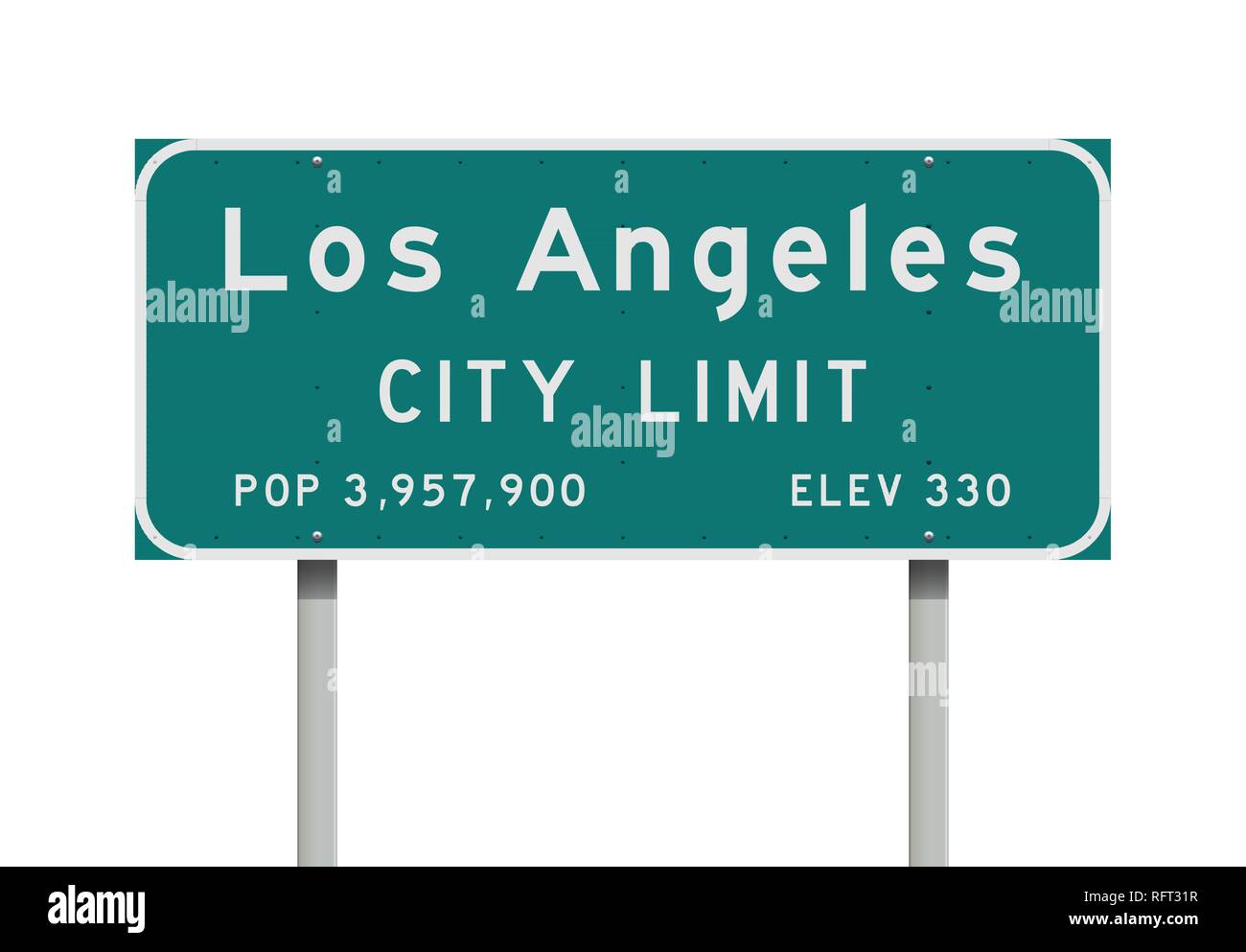 Vector Illustration der Los Angeles City Limit Green Road Sign Stock Vektor