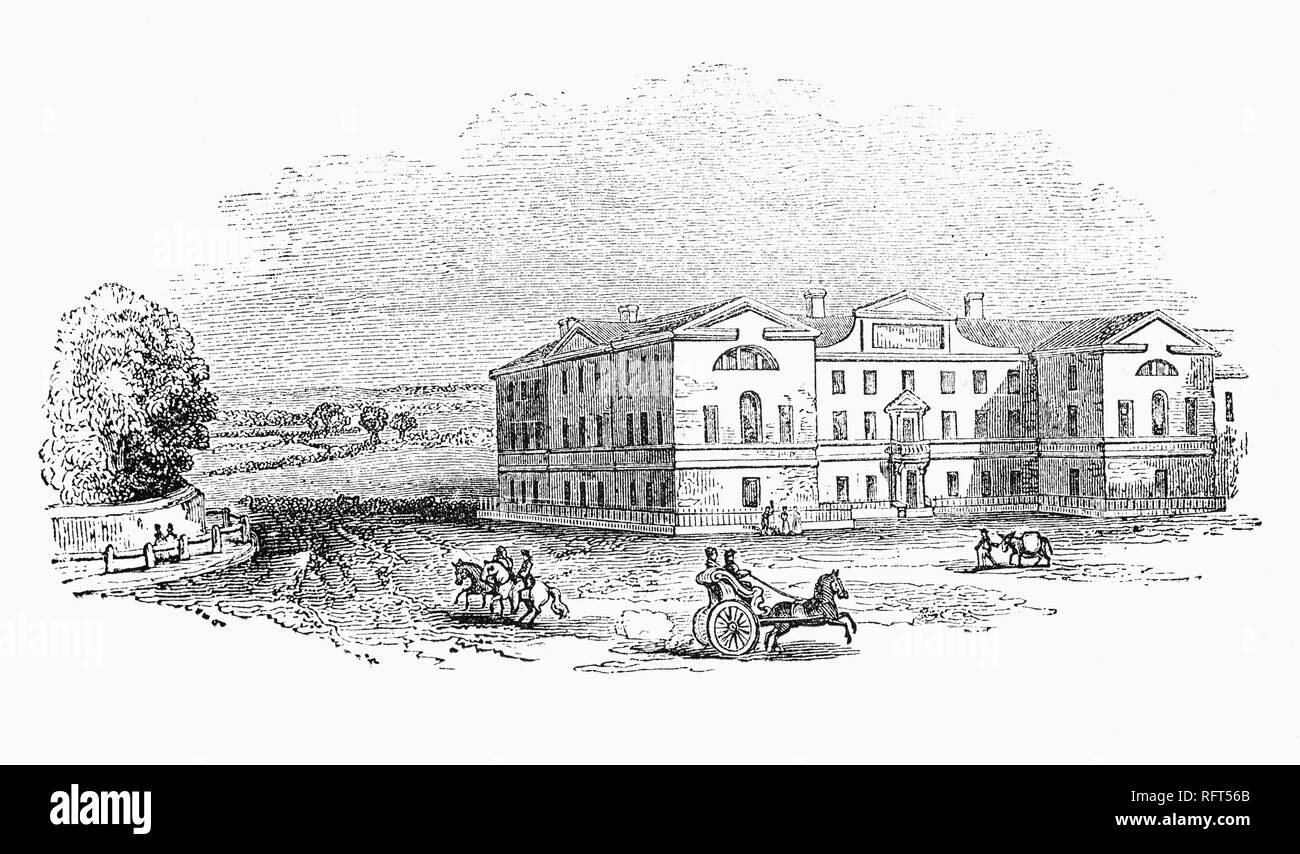 St George's Hospital ist ein Lehrkrankenhaus in Tooting, London, im Jahr 1733 gegründet, nach einer Meinungsverschiedenheit zwischen dem medizinischen Personal und den Rat der Gouverneure über die Erweiterung des Westminster Krankenstation. Amass Exodus von medizinischem Personal links, im Jahr 1733, was St George's Hospital in der alten Lanesborough Haus wurde am Hyde Park Corner. Ursprünglich im Jahre 1719 von James Lane, 2. Viscount Lanesborough gebaut, es war zu dieser Zeit in der offenen Landschaft befindet. Stockfoto