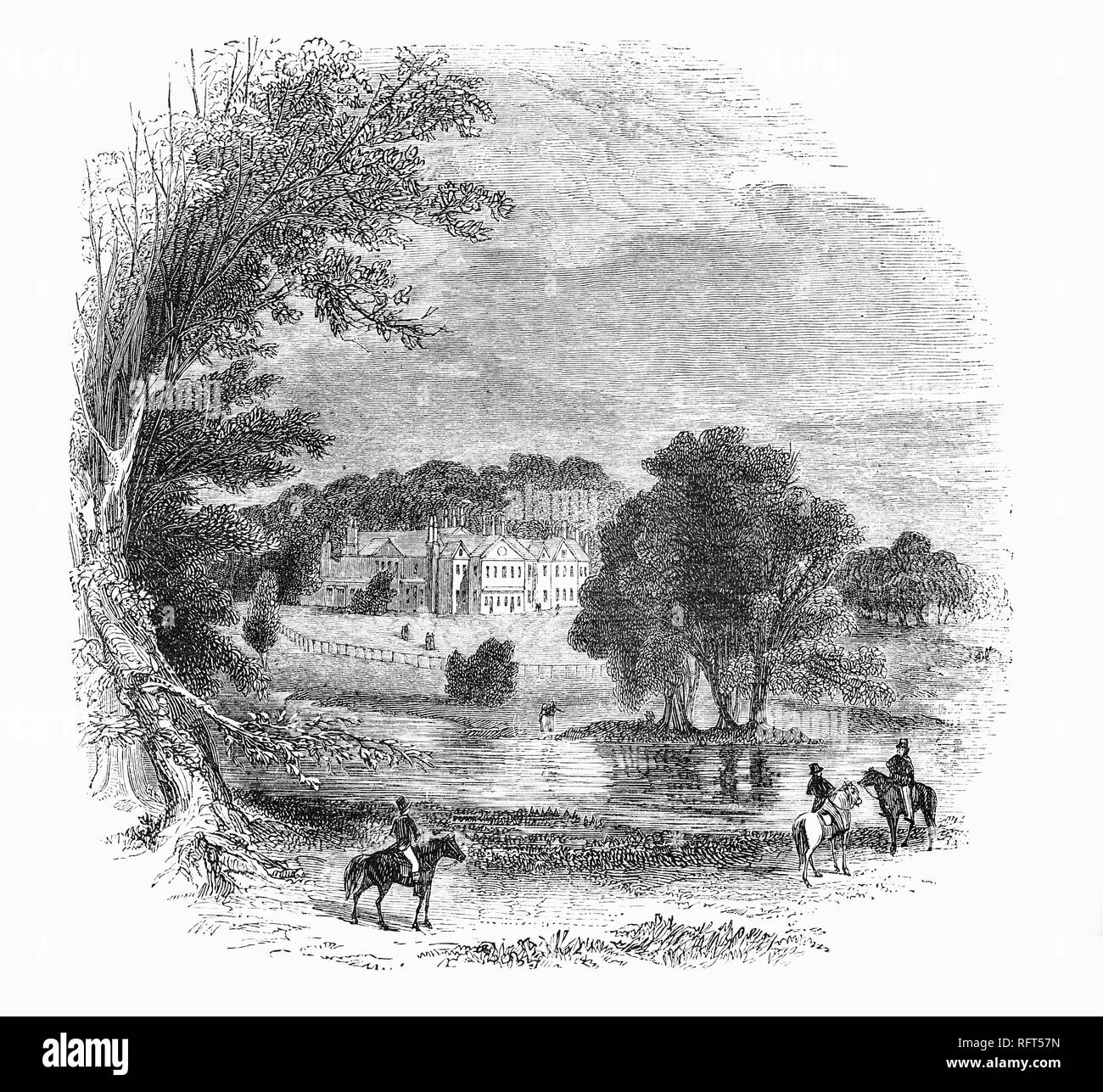 Stratfield Saye House im Stadtteil Basingstoke und Deane und der englischen Grafschaft Hampshire, wurde um 1630 als Pitt Familie gebaut, von Vermögen von Thomas 'Diamond' Pitt. Im späten 18. Jahrhundert die Familie waren eng mit der berühmten Premierminister von Großbritannien, William Pitt der Ältere und William Pitt der Jüngere. Es ist der Wohnsitz der Herzöge von Wellington seit 1817 gewesen. Stockfoto