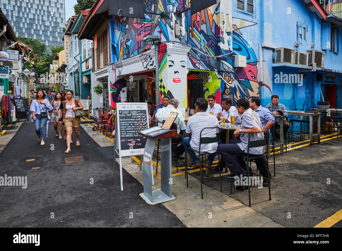 Kampong Glma Bezirk, Bar und Wandmalerei, Singapur, Südostasien, Asien Stockfoto