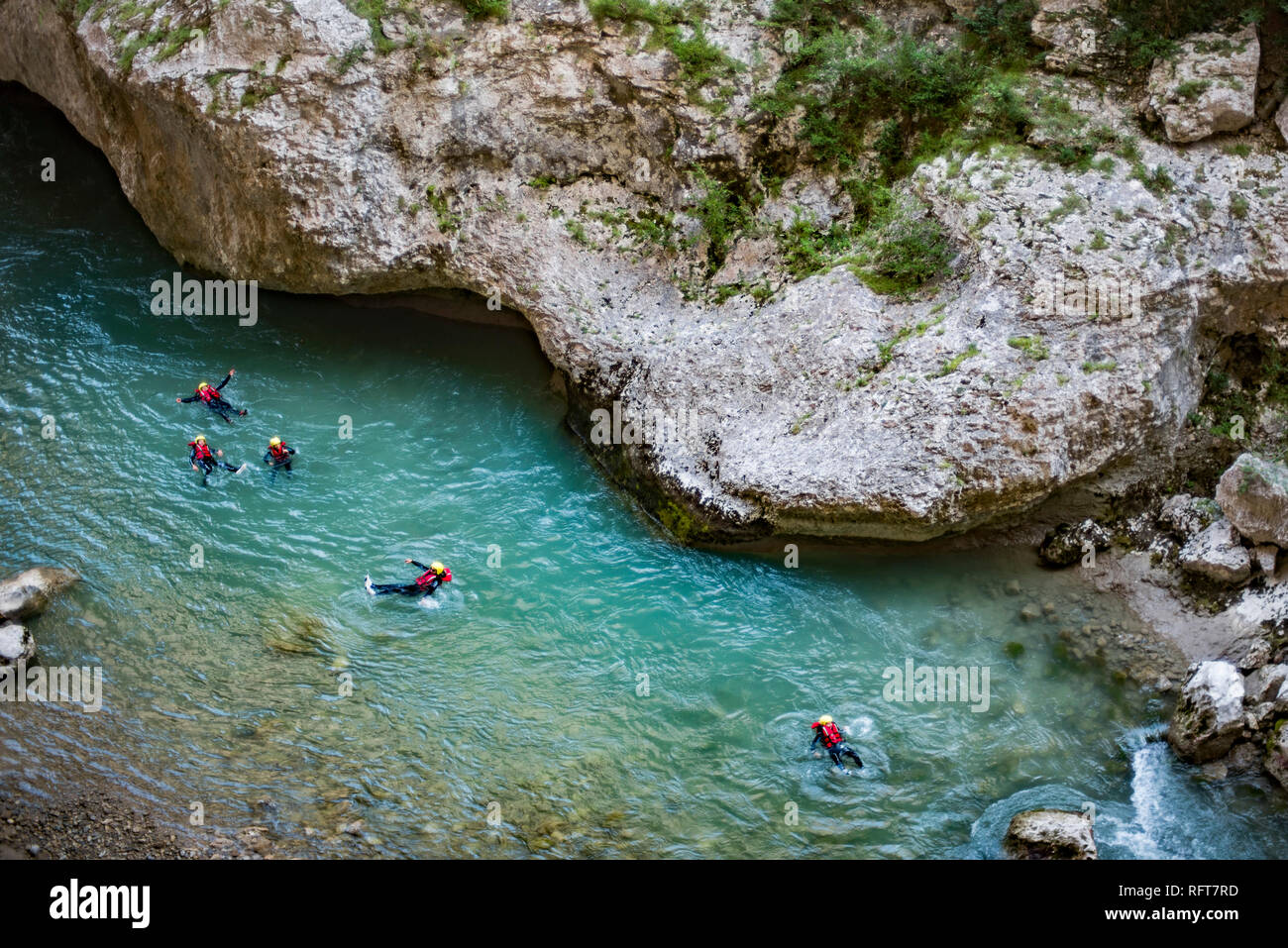 Canyoning in Verdon Schlucht (Grand Canyon du Verdon), Alpes de Haute Provence, Südfrankreich, Europa Stockfoto