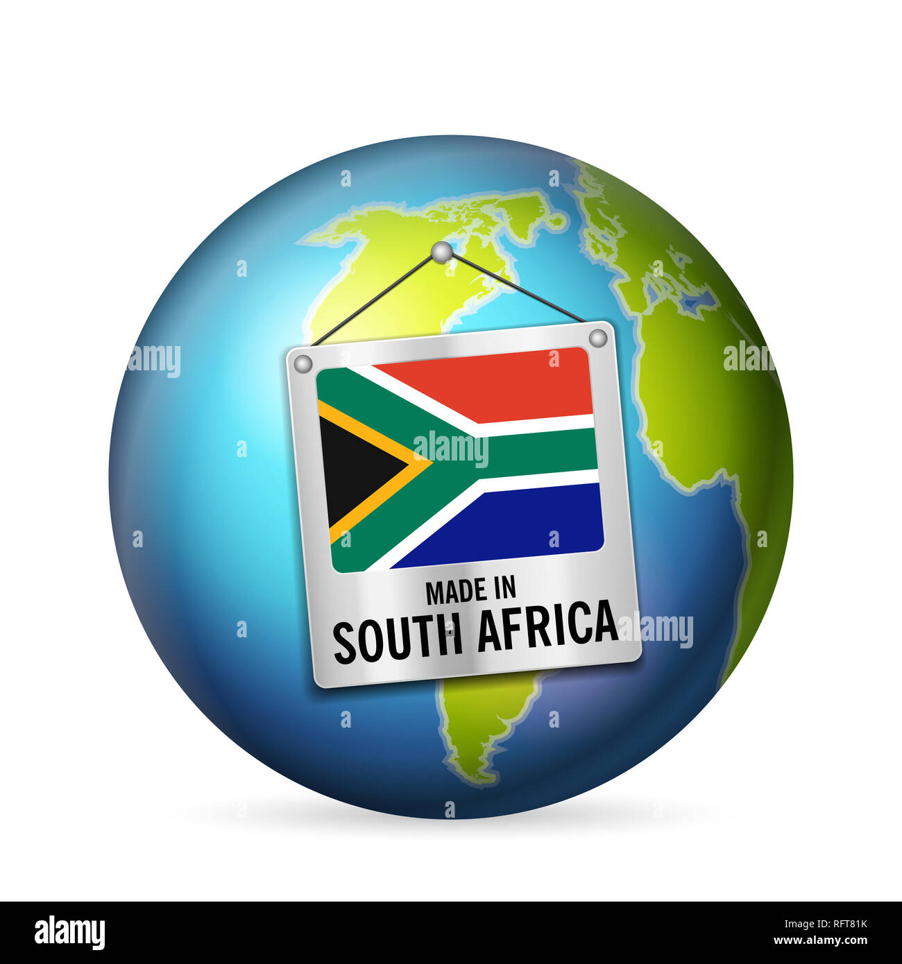 Zeichen in Südafrika auf einem weißen Hintergrund. Stockfoto
