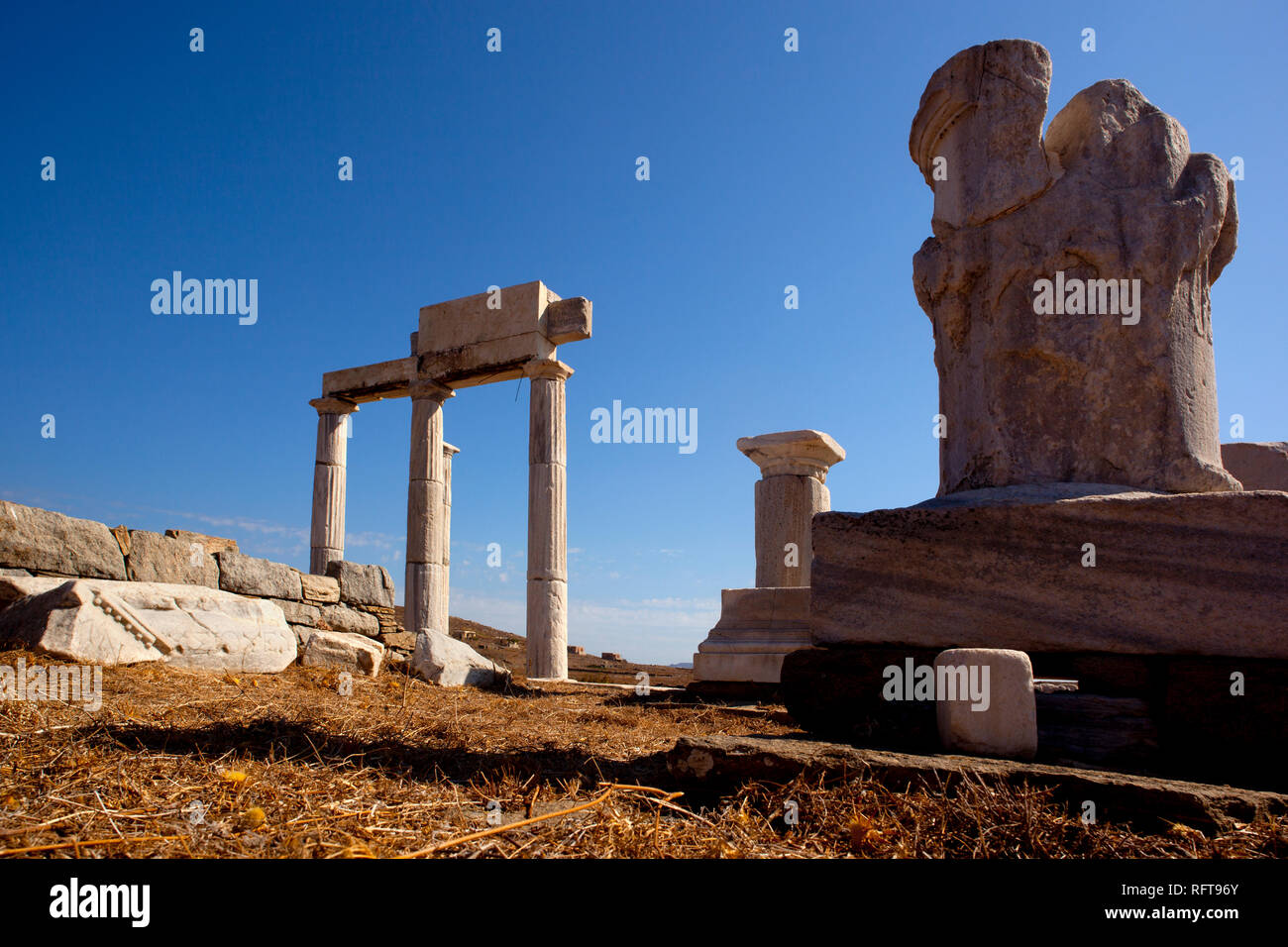 Die Insel Delos, Weltkulturerbe der UNESCO, Süd Ägäis, griechische Inseln, Griechenland, Europa Stockfoto