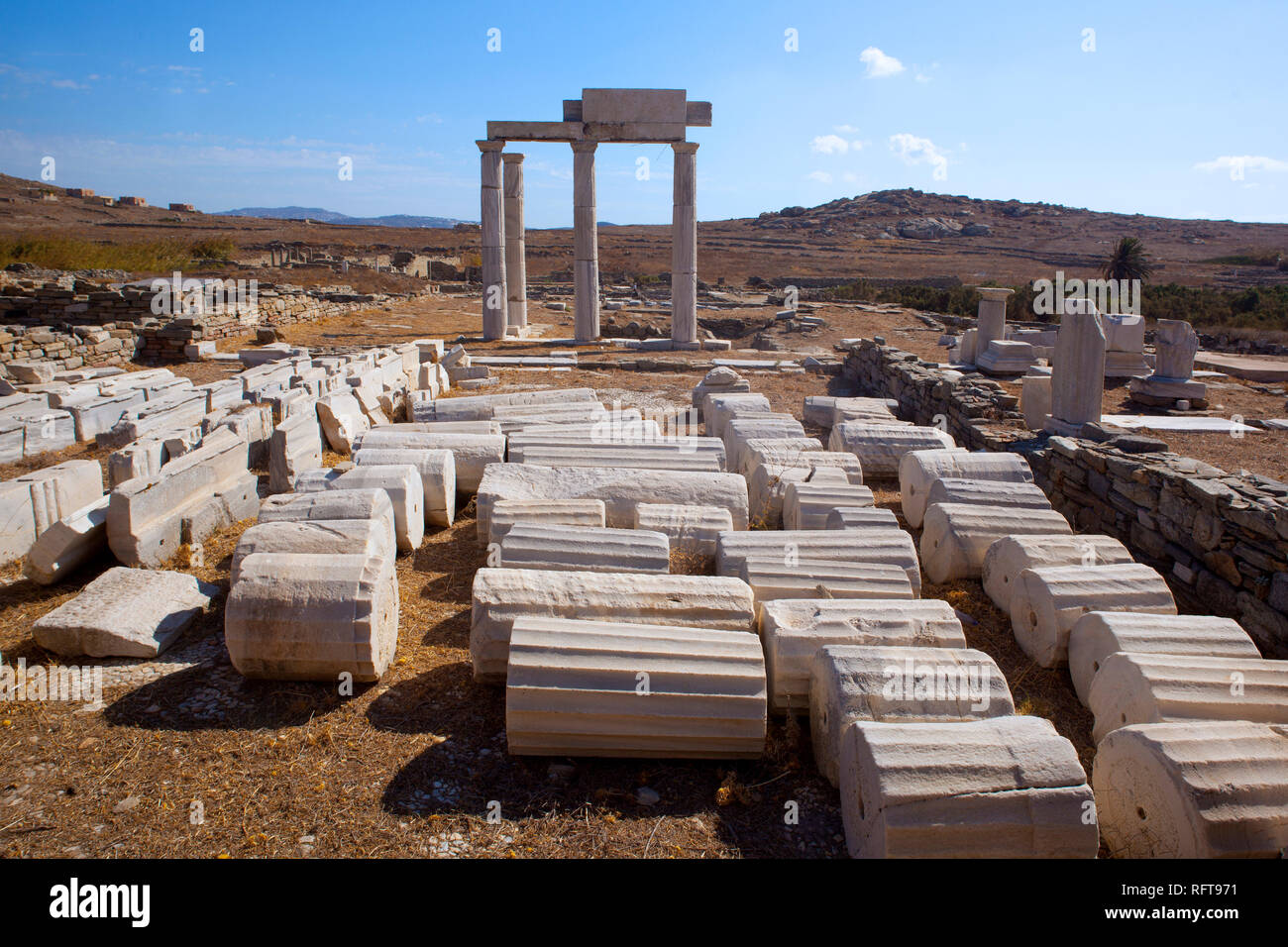 Die Insel Delos, Weltkulturerbe der UNESCO, Süd Ägäis, griechische Inseln, Griechenland, Europa Stockfoto