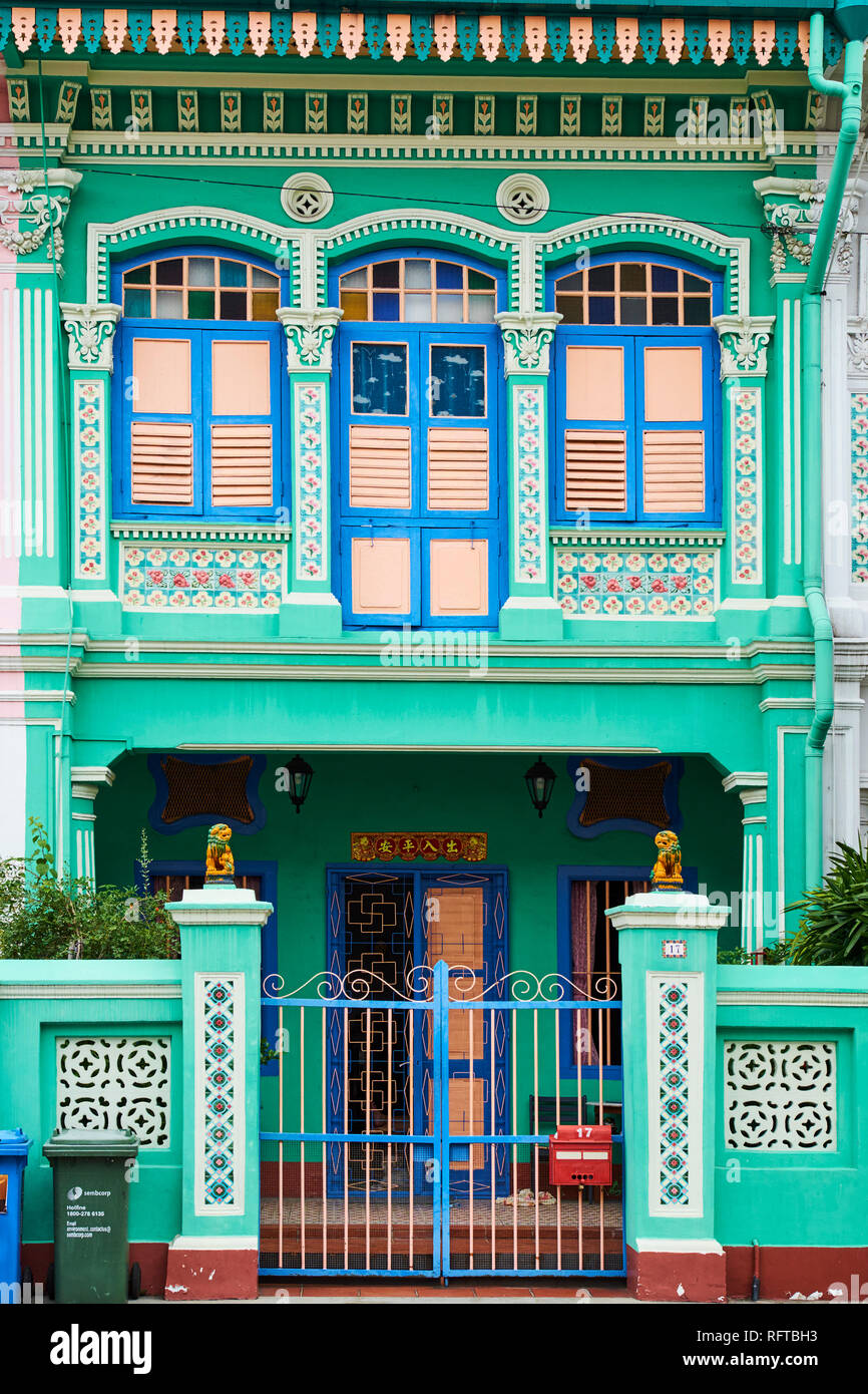 Peranakan Häuser in Euro Bezirk im Osten der Stadt, Singapur, Südostasien, Asien Stockfoto