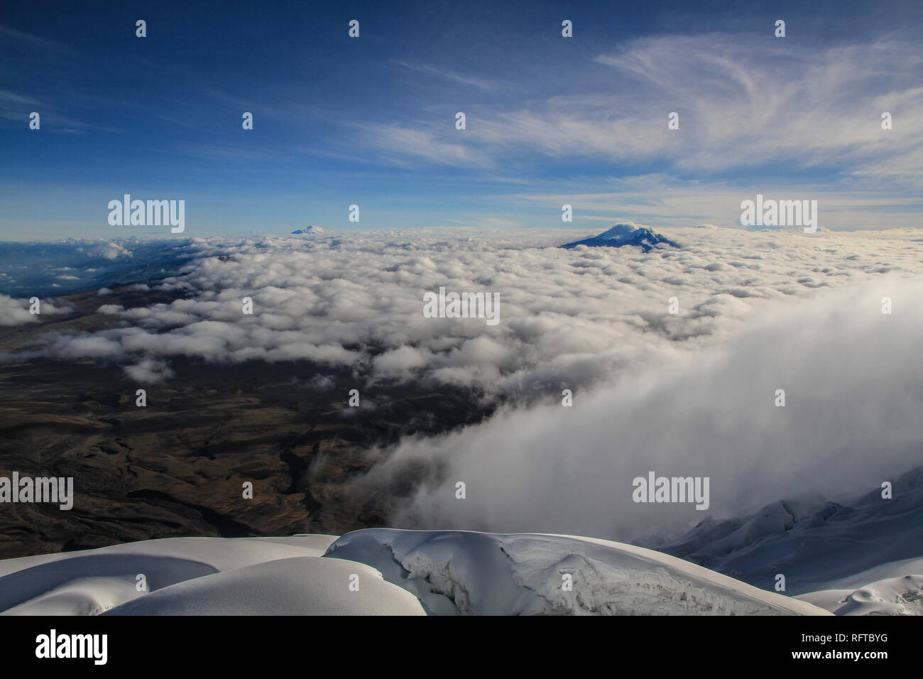 Einen atemberaubenden Blick auf einen Sonnenaufgang am Cotopaxi Vulkan, Ecuador Stockfoto