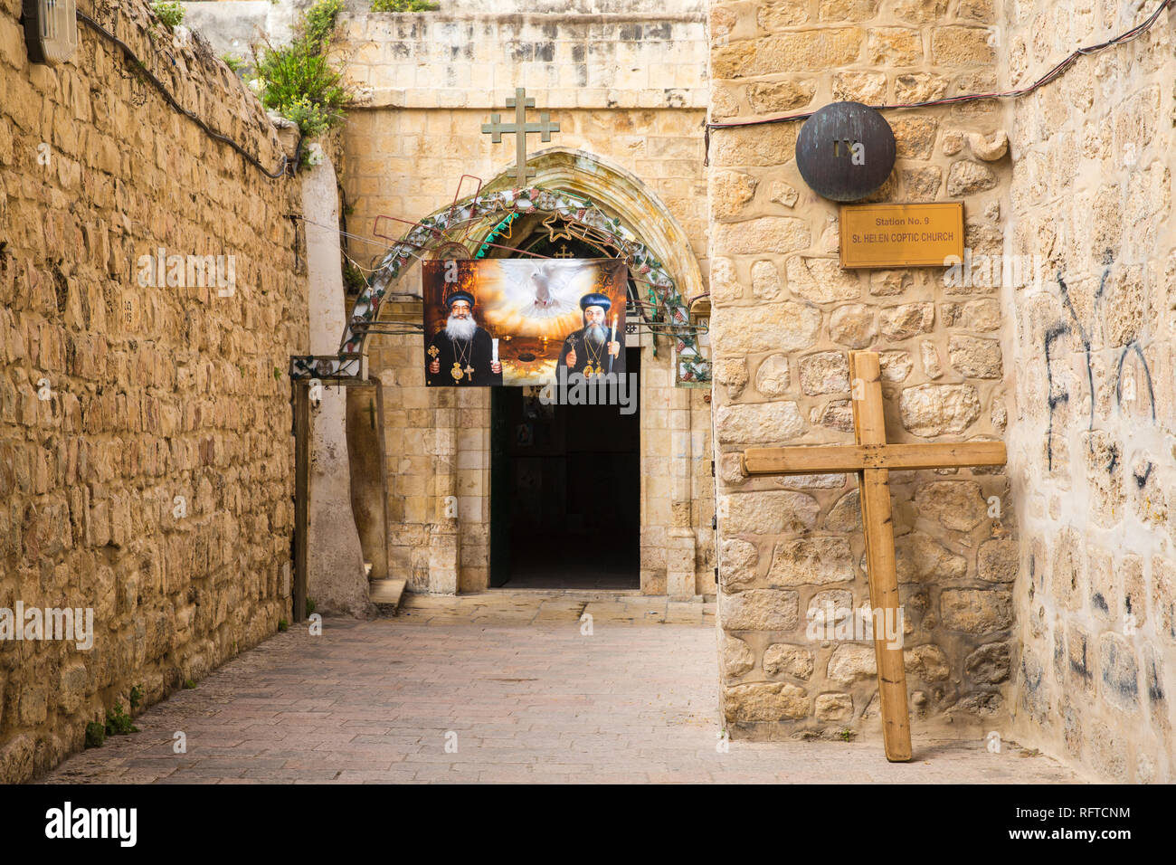 St. Helen koptische Kirche, auf dem Dach der Kirche des Heiligen Grabes, Station 9 auf der Via Dolorosa, Altstadt, UNESCO, Jerusalem, Israel gelegen Stockfoto