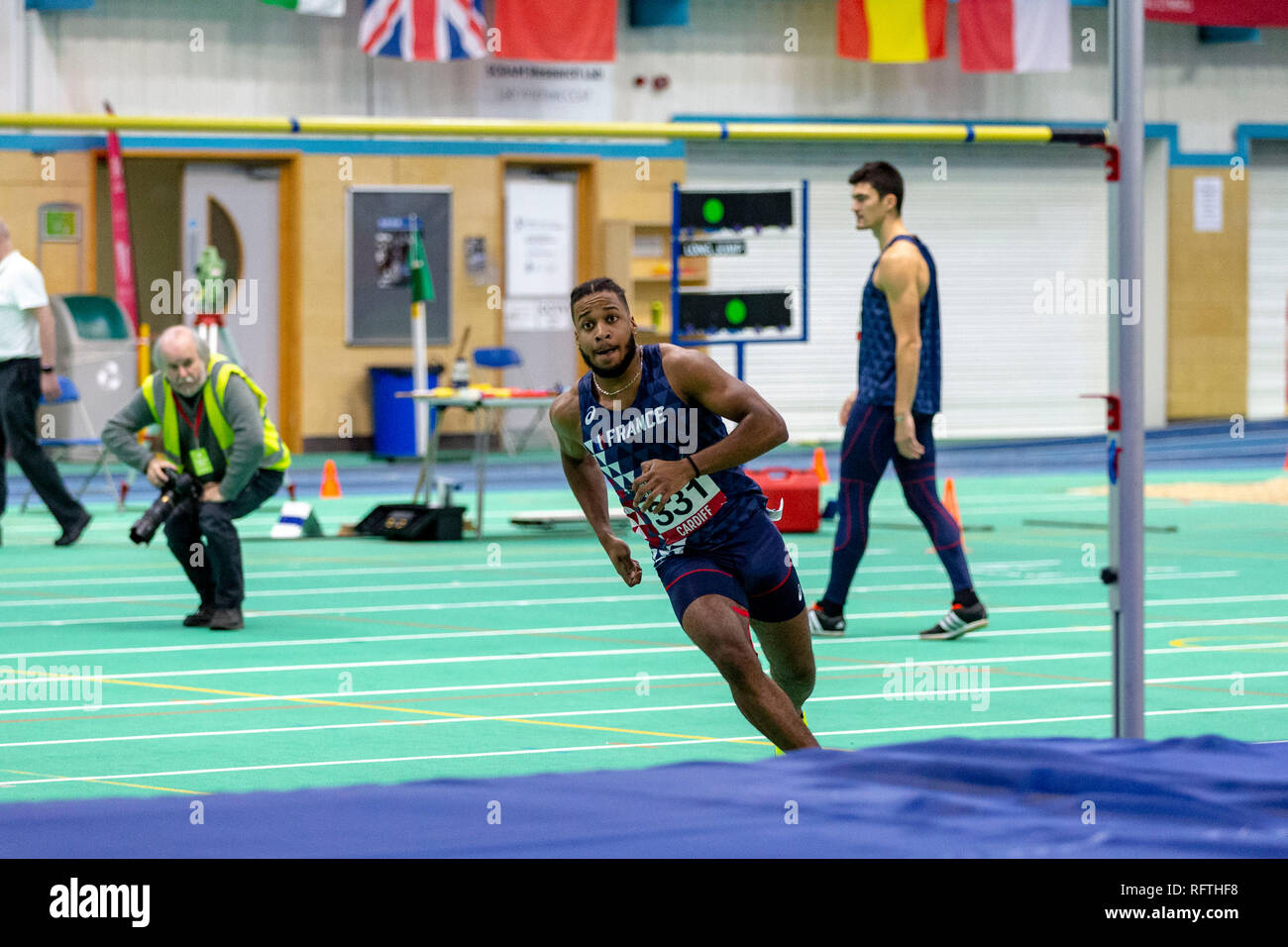 Cardiff, Wales, UK. 26. Januar, 2019. Athleten bei den 2019 Welsh Athletik Senior Indoor Championships gehalten an der National Indoor Athletik Zentrum in Cardiff, Wales. Quelle: Matthew Lofthouse/Alamy leben Nachrichten Stockfoto