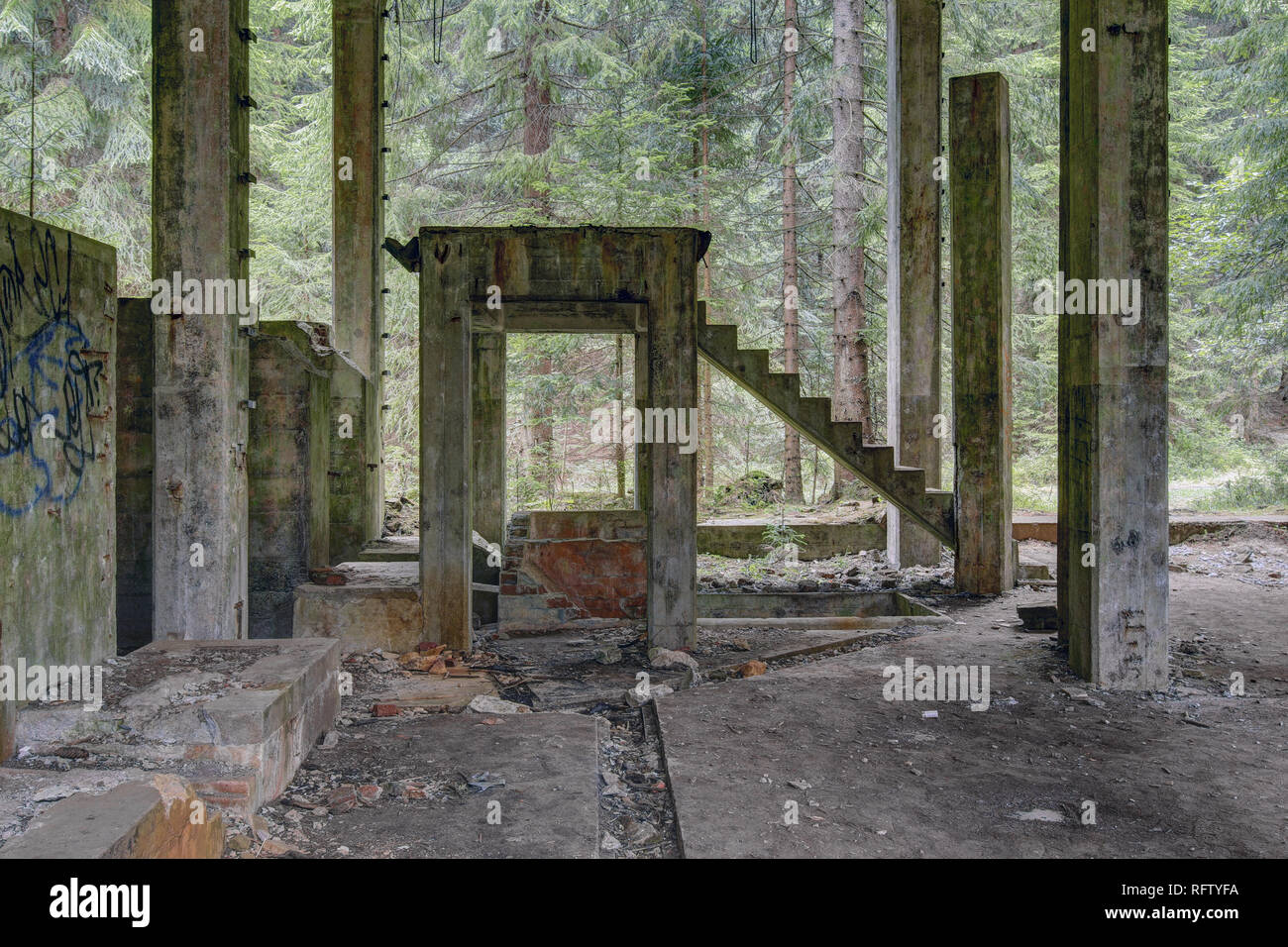 Ehemalige der Zinnmine abd Krieg Gefangenenlager Rolava - Sauersack, Erzgebirge, Tschechien Stockfoto