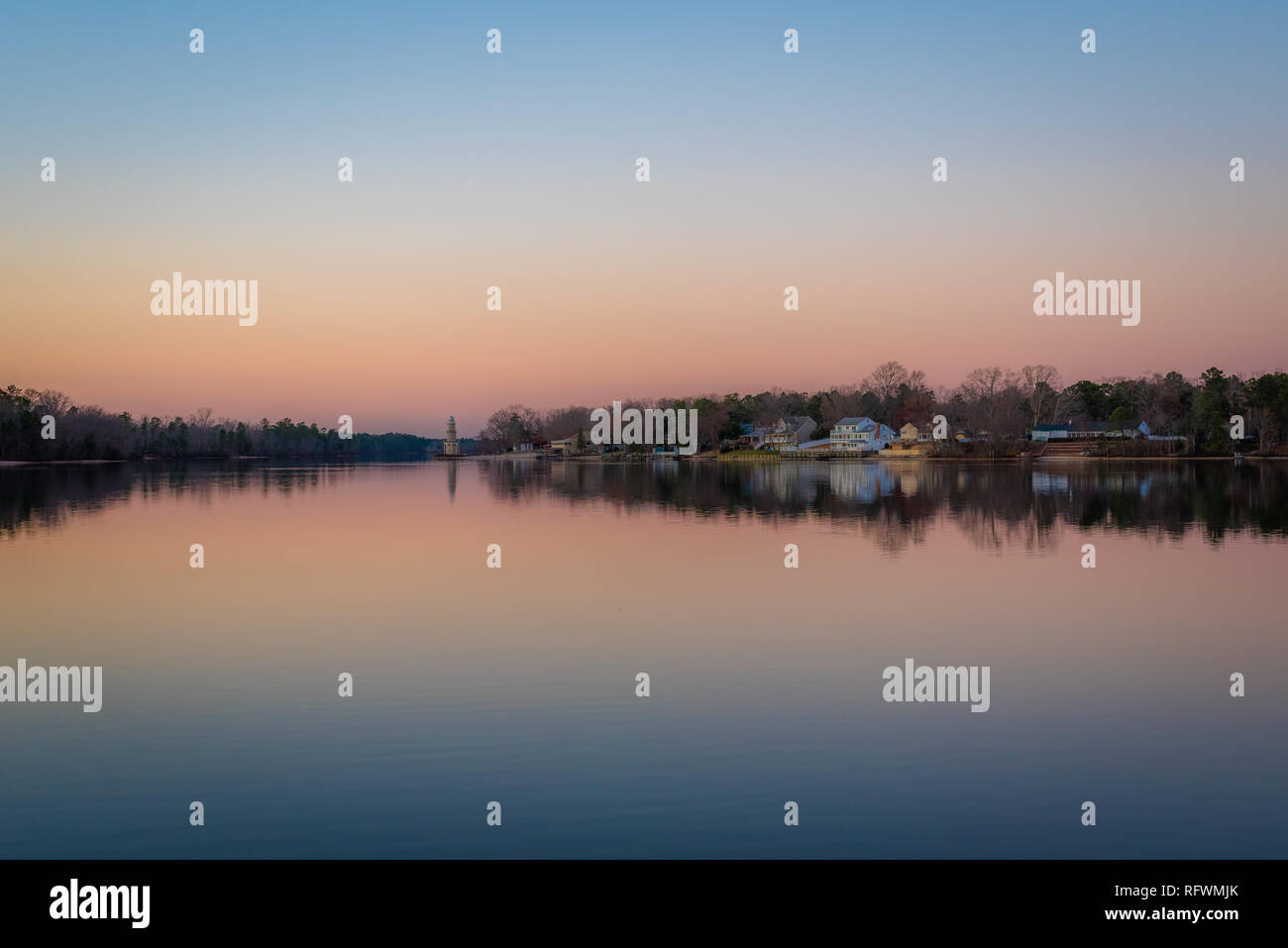 See Lenape bei Sonnenuntergang, in Mays Landing, New Jersey Stockfoto