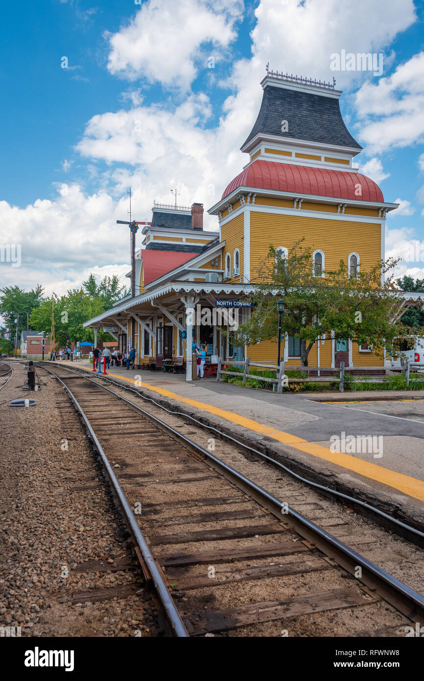 Den Bahnhof in North Conway, New Hampshire Stockfoto