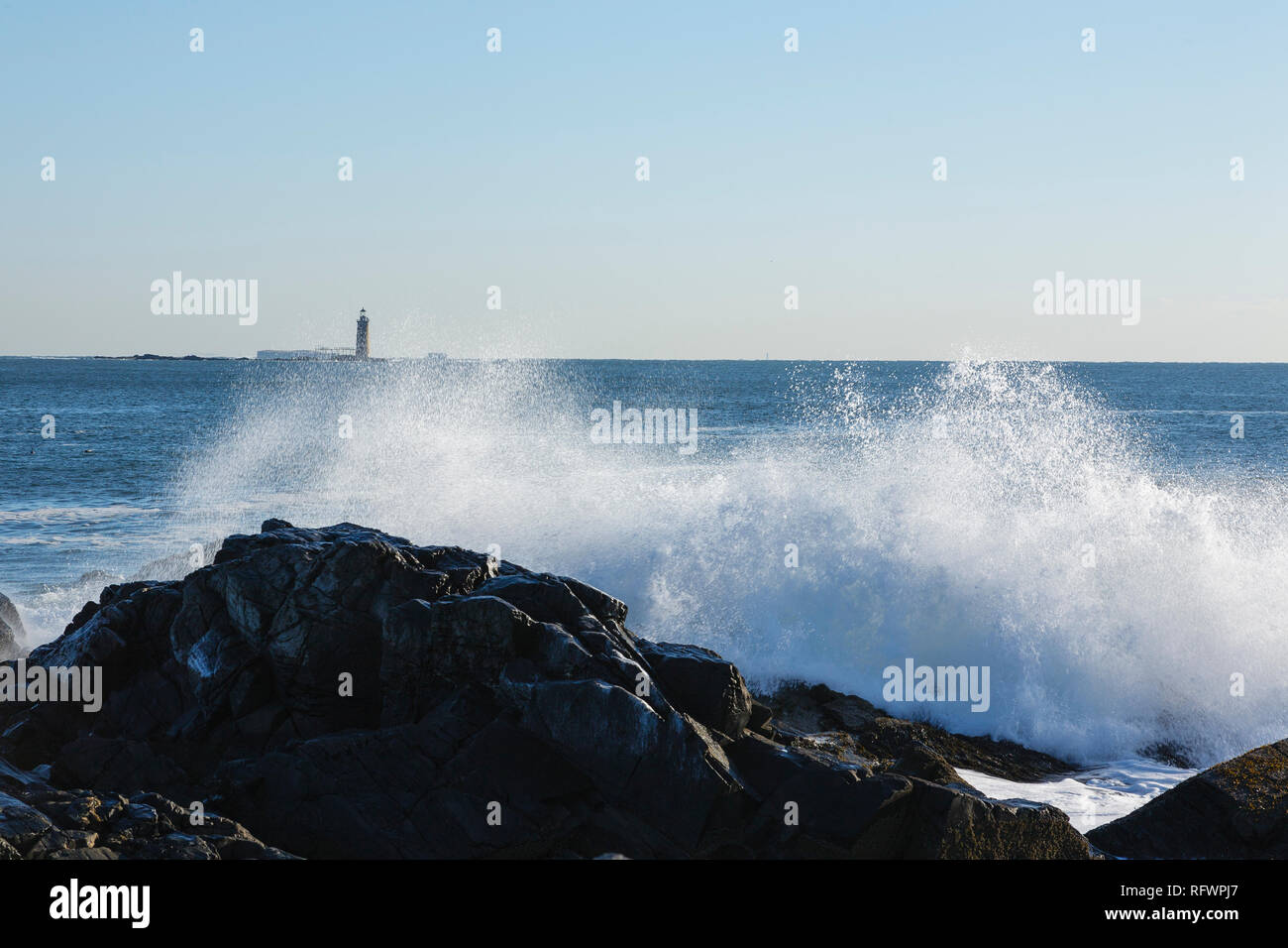 Ram Island Riff Licht von Fort Williams Park in Cape Elizabeth, Maine USA. Stockfoto