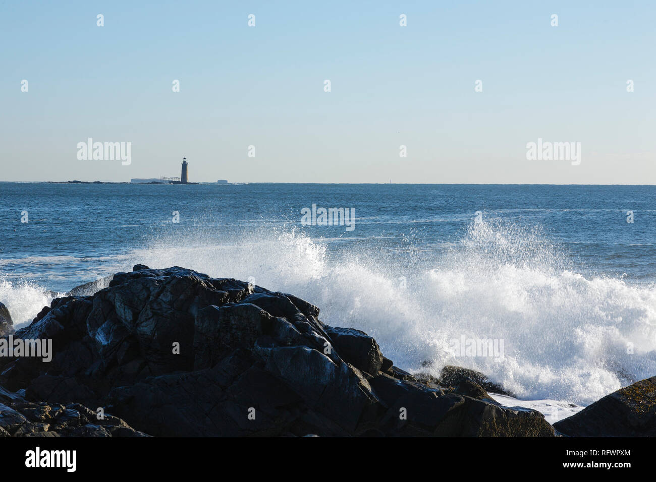 Ram Island Riff Licht von Fort Williams Park in Cape Elizabeth, Maine USA. Stockfoto